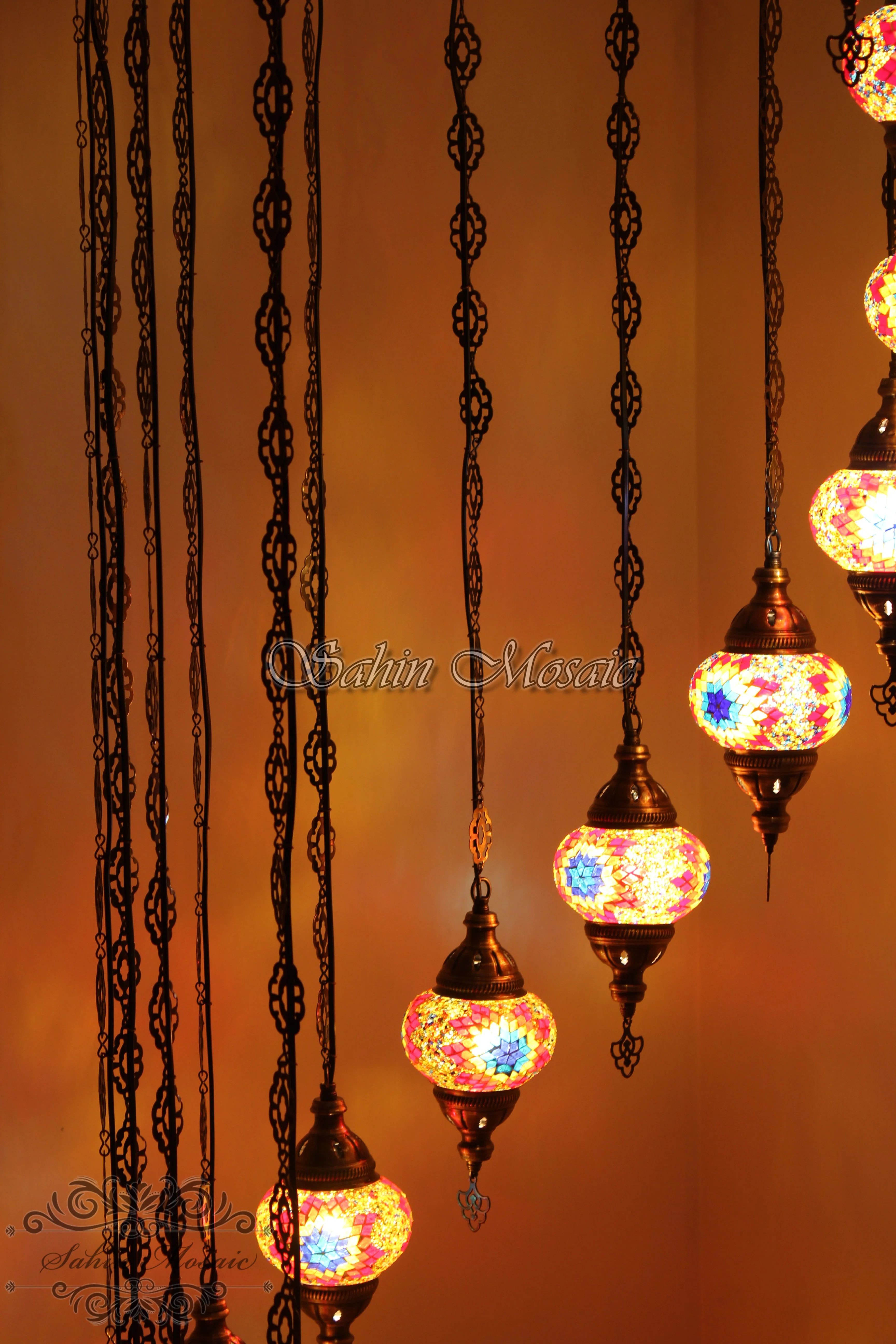 15-BALL WATER DROP MOSAIC CHANDELIER WITH MEDIUM GLOBES H15M-2 - Image 4