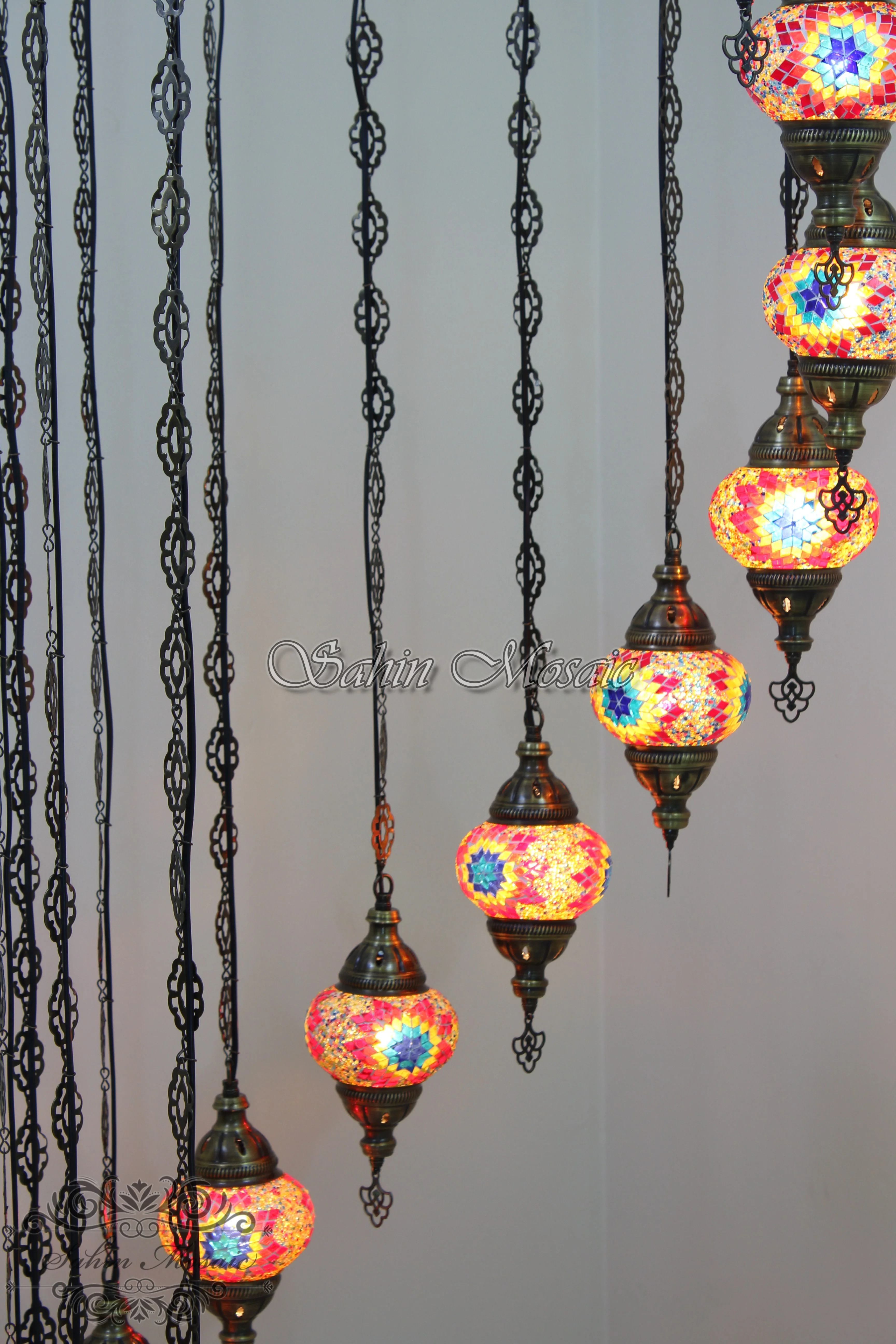 15-BALL WATER DROP MOSAIC CHANDELIER WITH MEDIUM GLOBES H15M-2 - Image 5