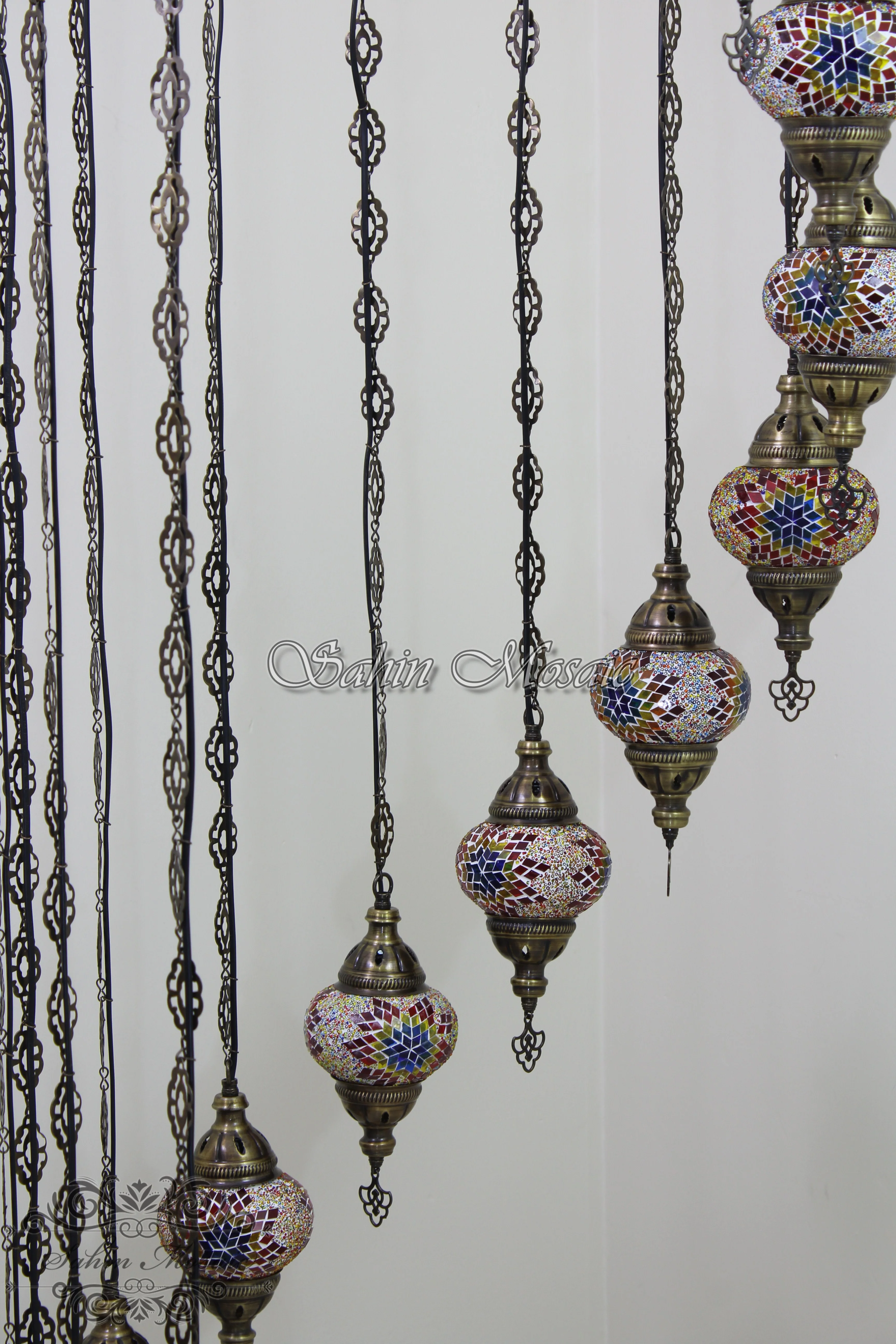 15-BALL WATER DROP MOSAIC CHANDELIER WITH MEDIUM GLOBES H15M-2 - Image 6