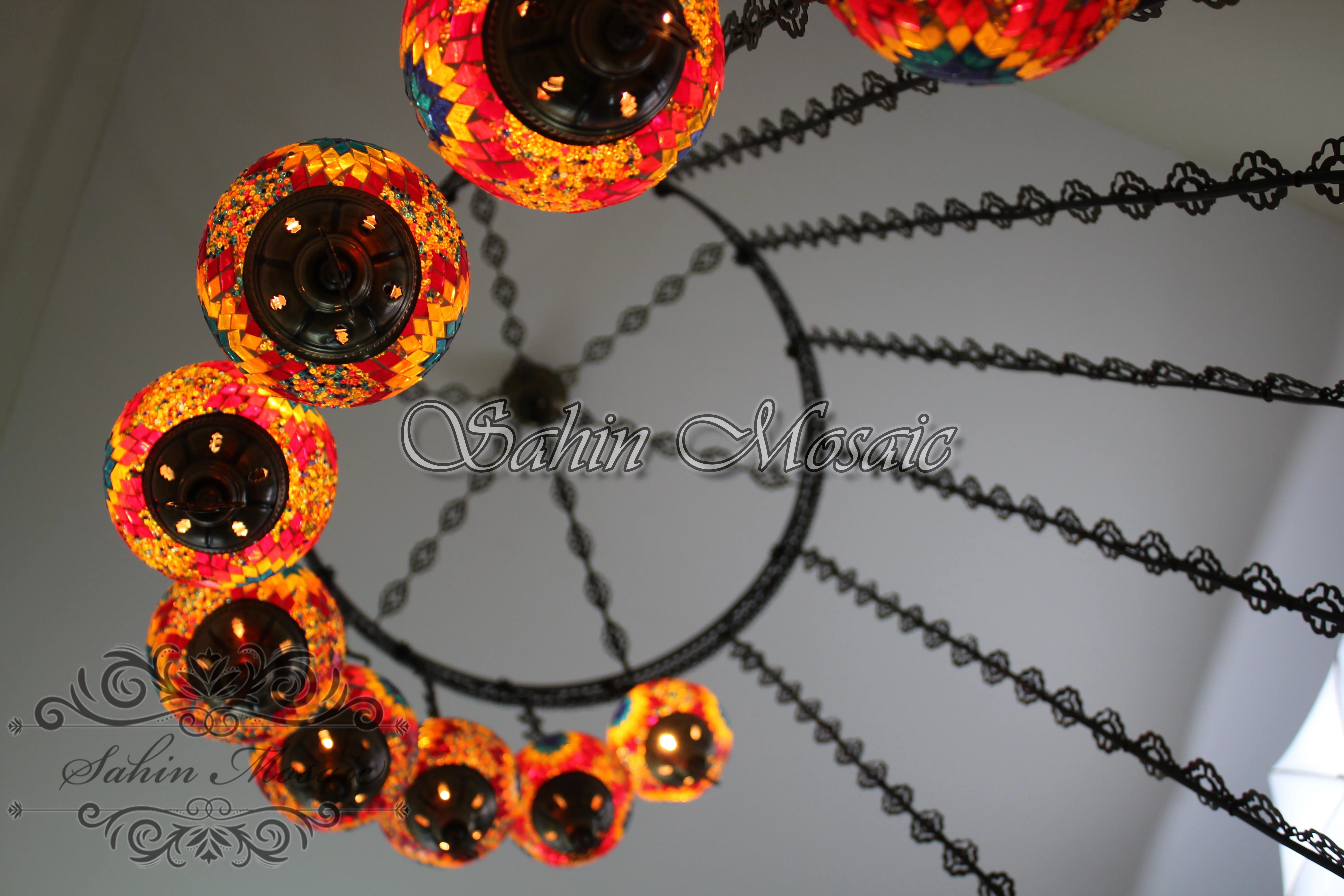 15-BALL WATER DROP MOSAIC CHANDELIER WITH MEDIUM GLOBES H15M-2 - Image 7