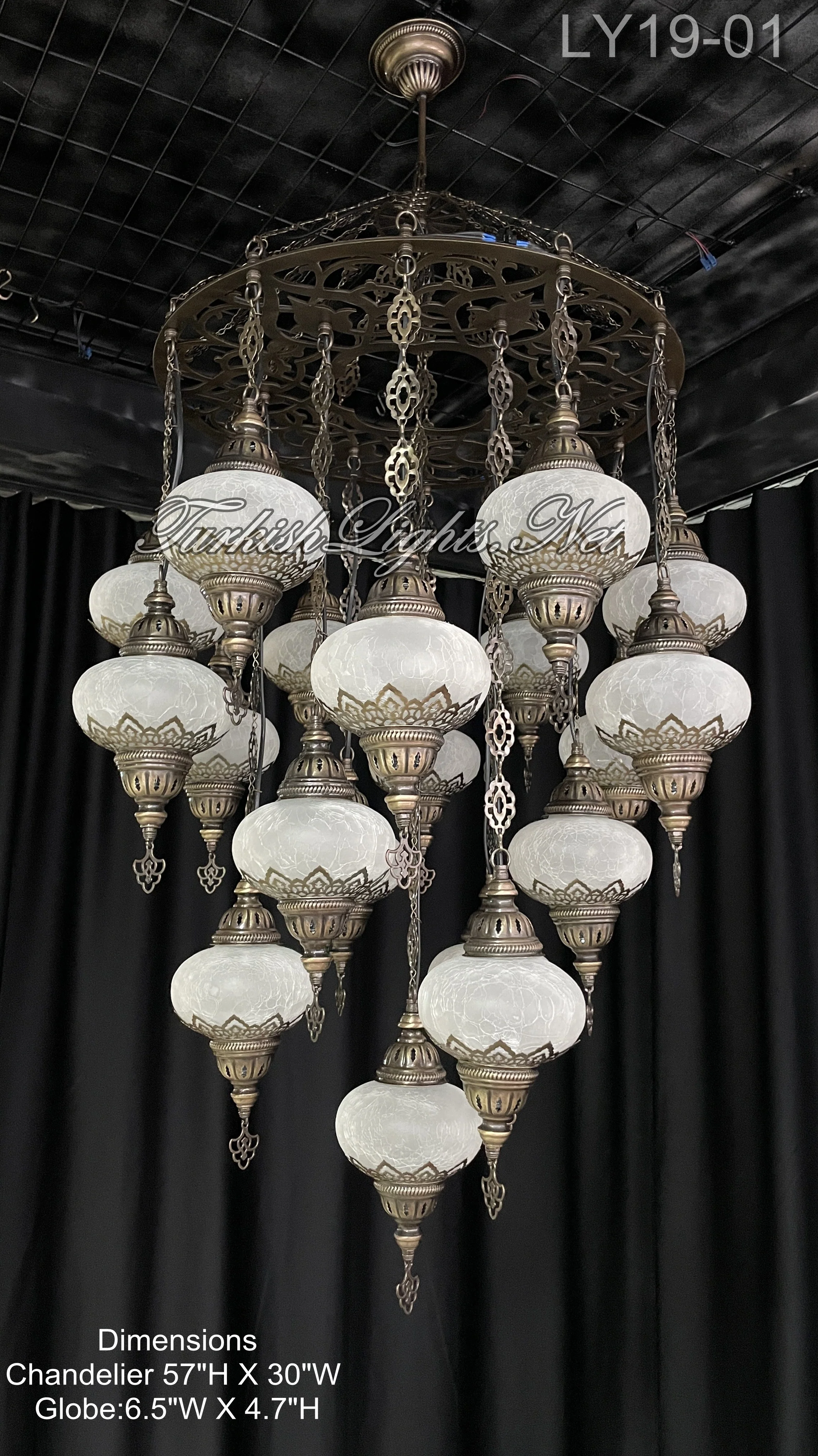 Turkish Sultan Mosaic Chandelier 19 Large Globes - 6 Designs ID: LZ19L - Image 9