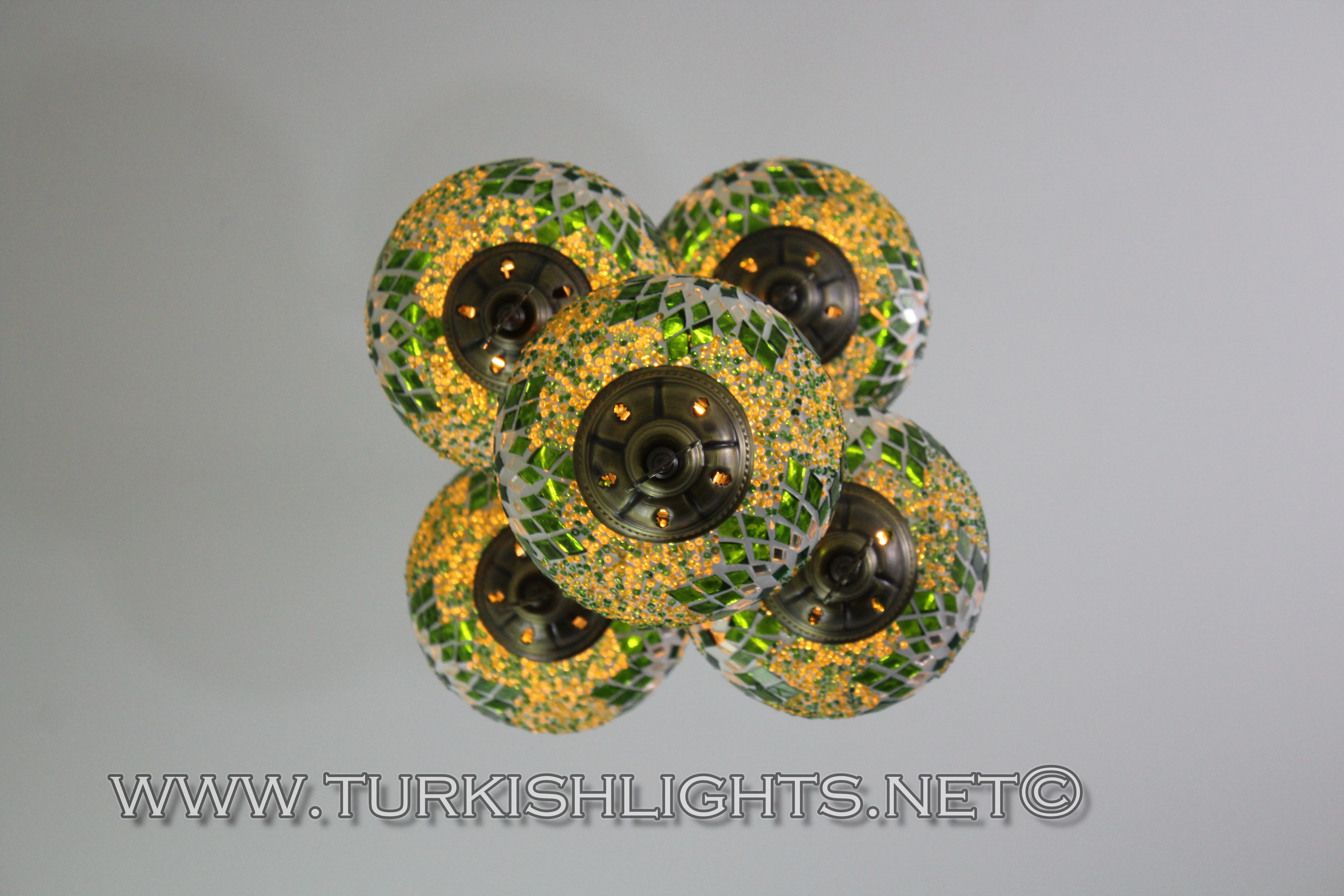 5 Ball Turkish Mosaic Chandelier - Handmade Sultan Design with Large Globes, ID: S5L-5 - Image 8
