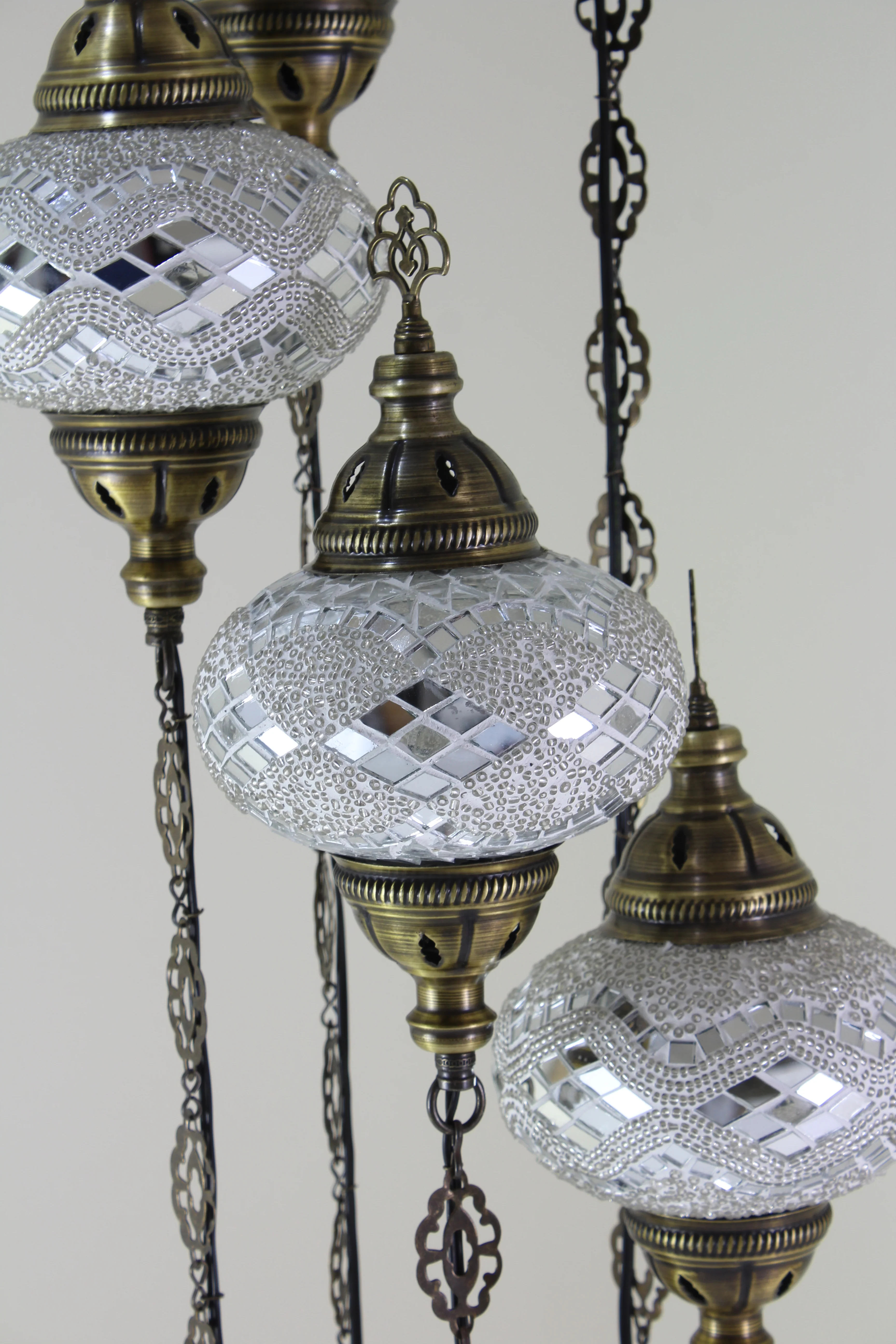 5 Ball Turkish Mosaic Chandelier - Water Drop Design with Large Globes, ID: H05L-4 - Image 7
