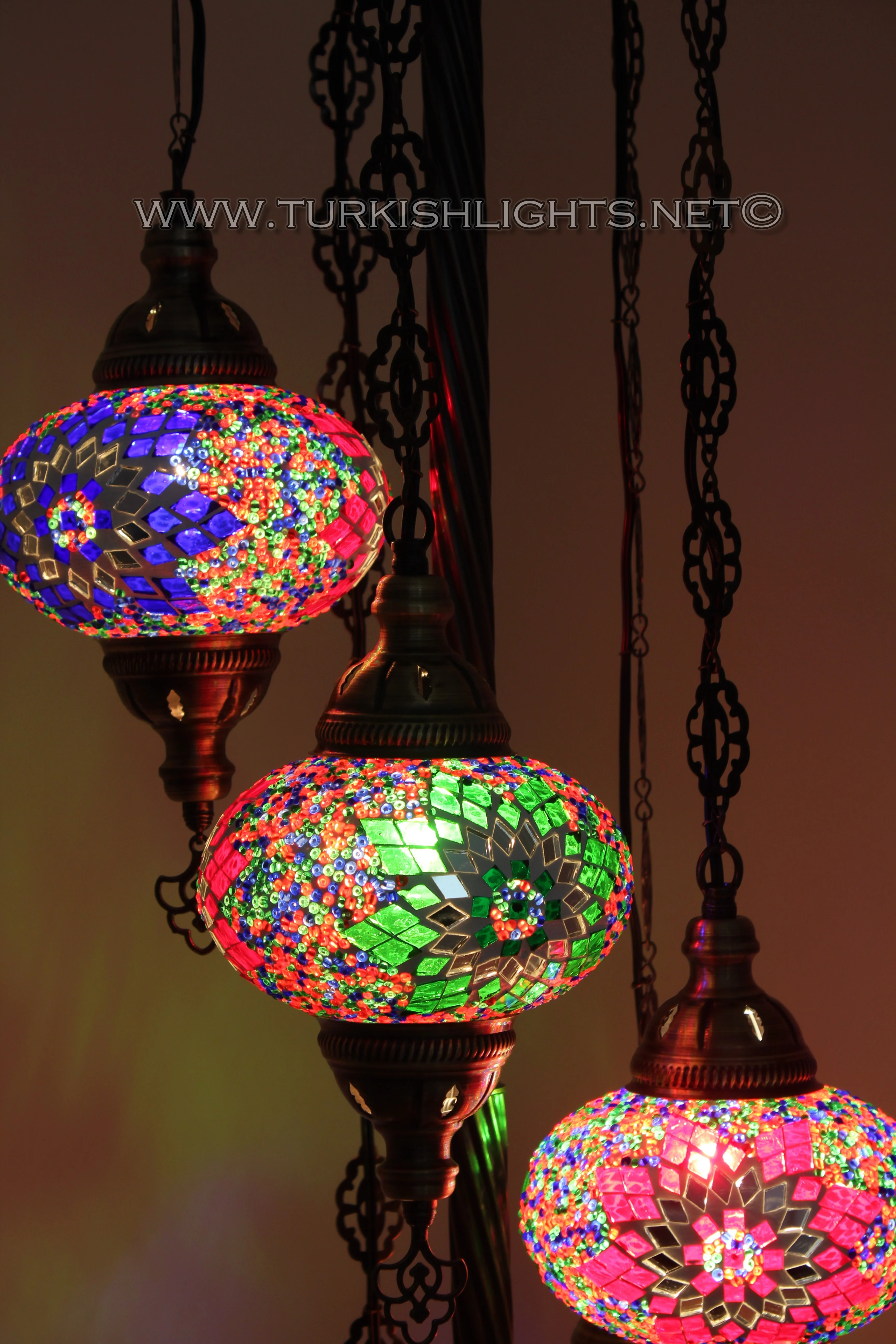 5 Globe Turkish Mosaic Floor Lamp Large Globes ID: 5FL-1 - Image 3