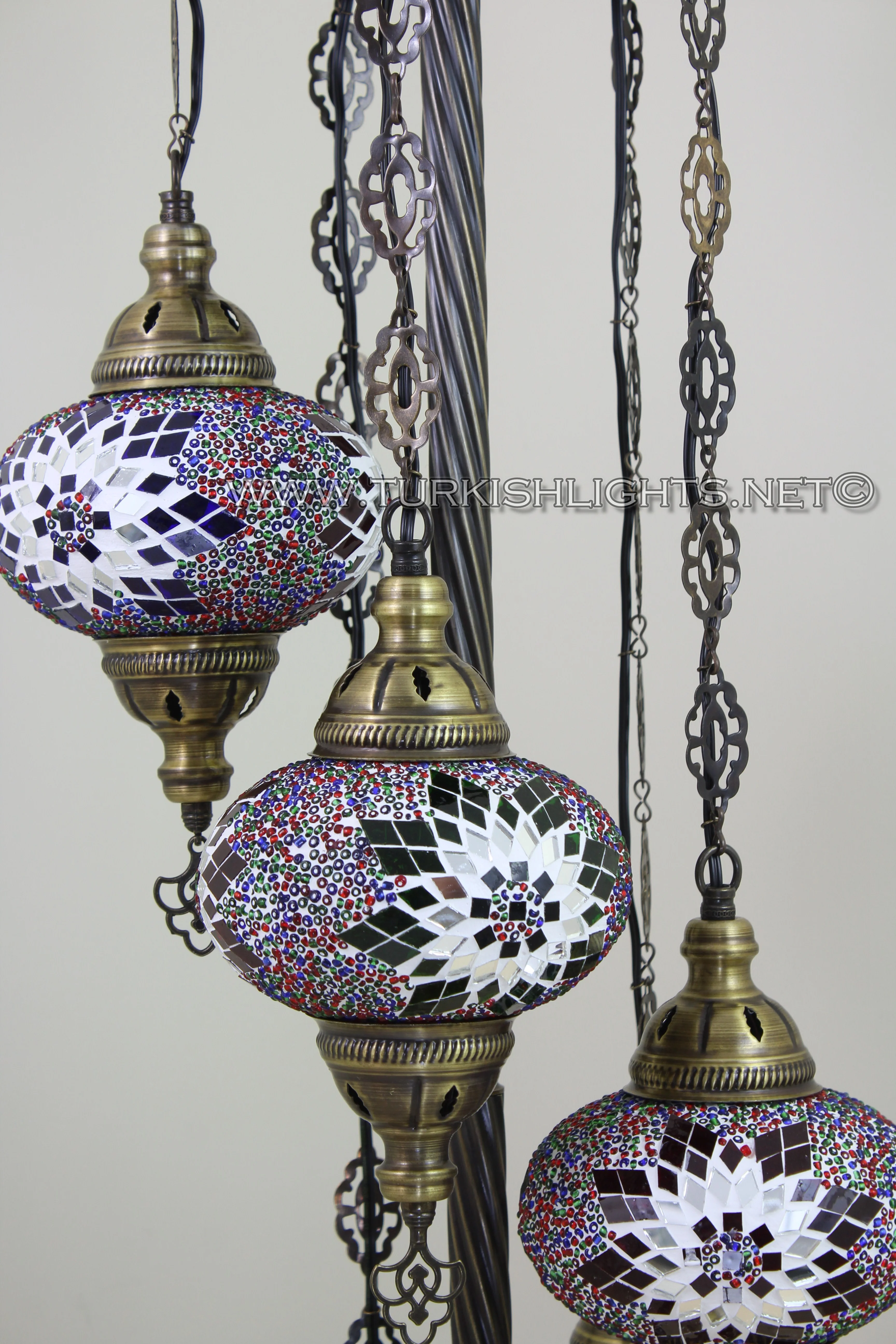 5 Globe Turkish Mosaic Floor Lamp Large Globes ID: 5FL-1 - Image 5