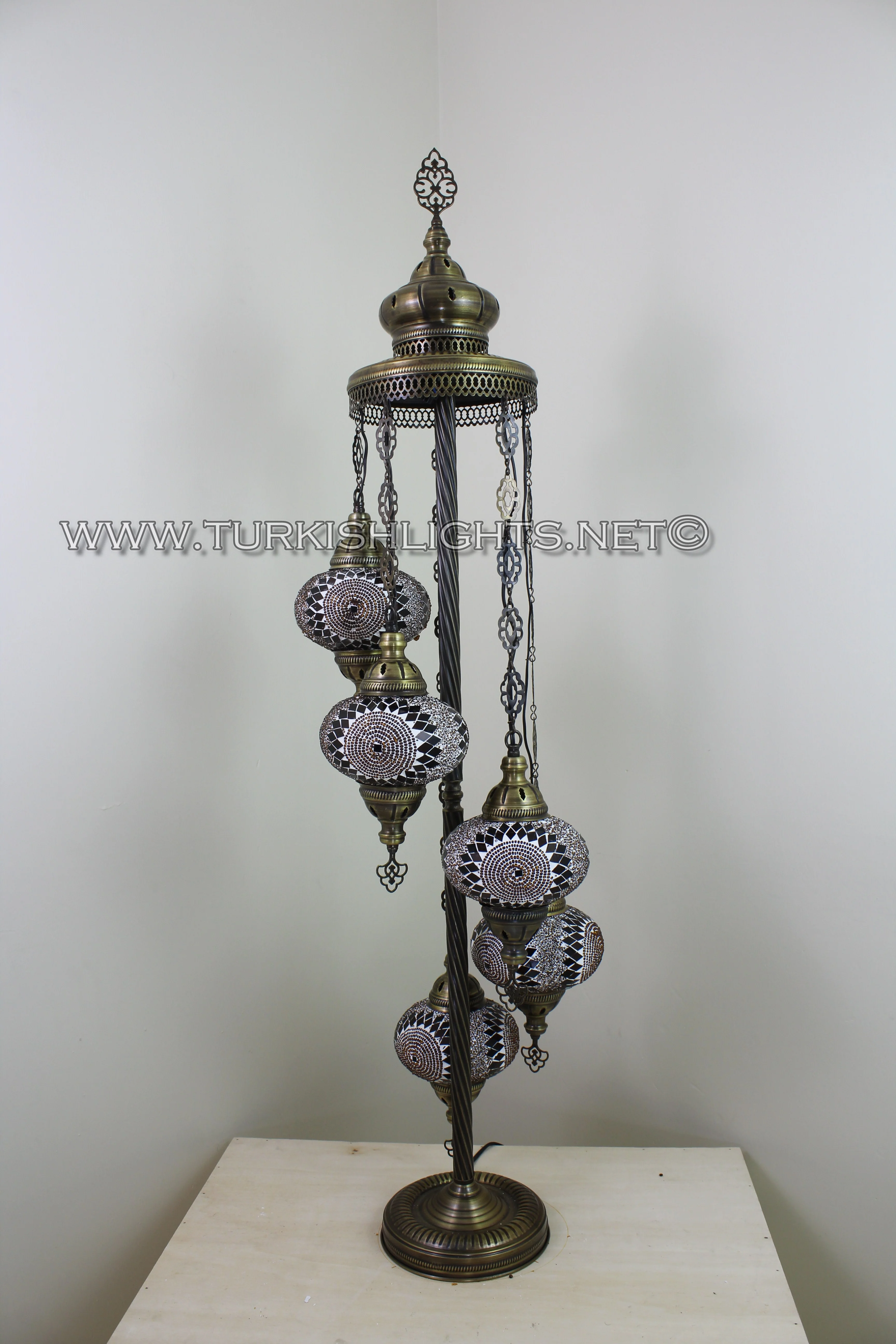 5 Globe Turkish Mosaic Floor Lamp Large Globes ID: 5FL-1 - Image 6