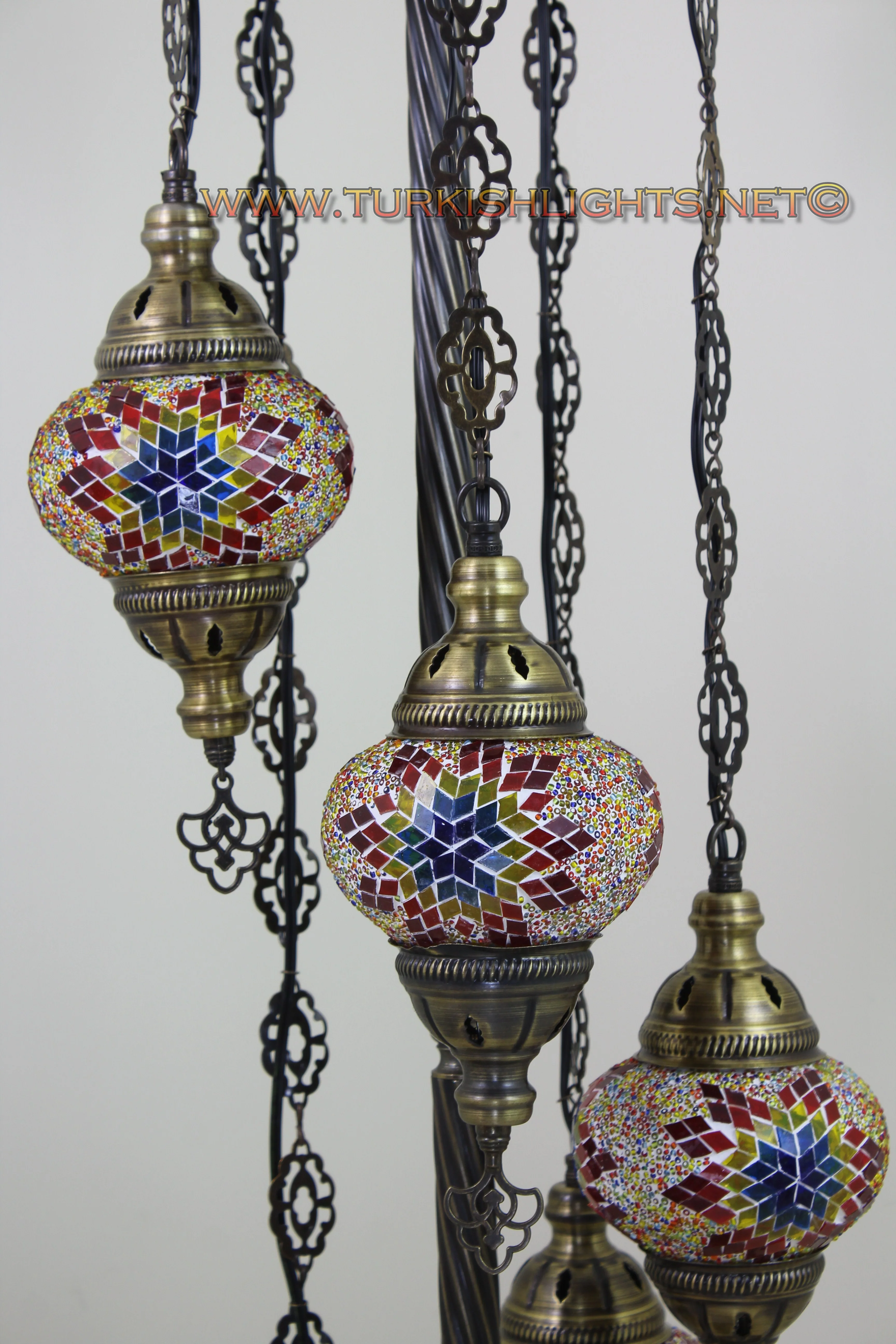 5 Globe Turkish Mosaic Floor Lamp Medium Globes ID: 5FM-1 - Image 5