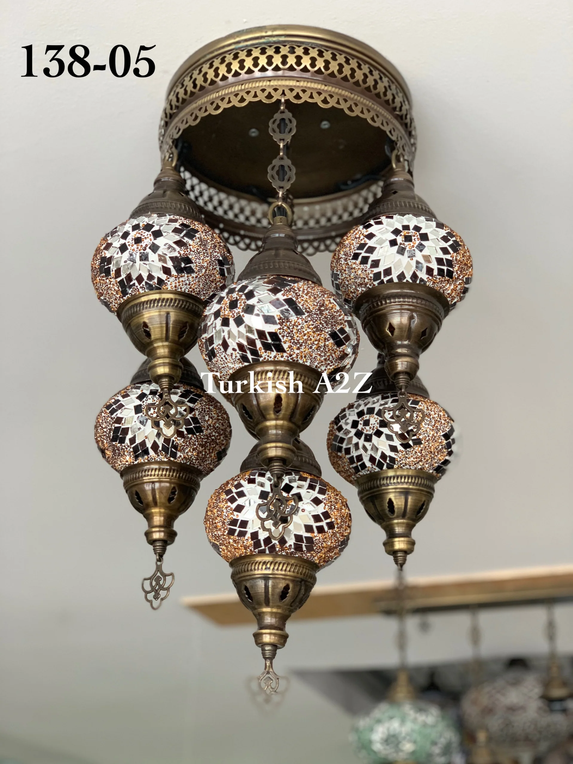 7 - BALL SULTAN CHANDELIER (Medium globe) , Short Chandelier Flush Against the ceiling - Image 10