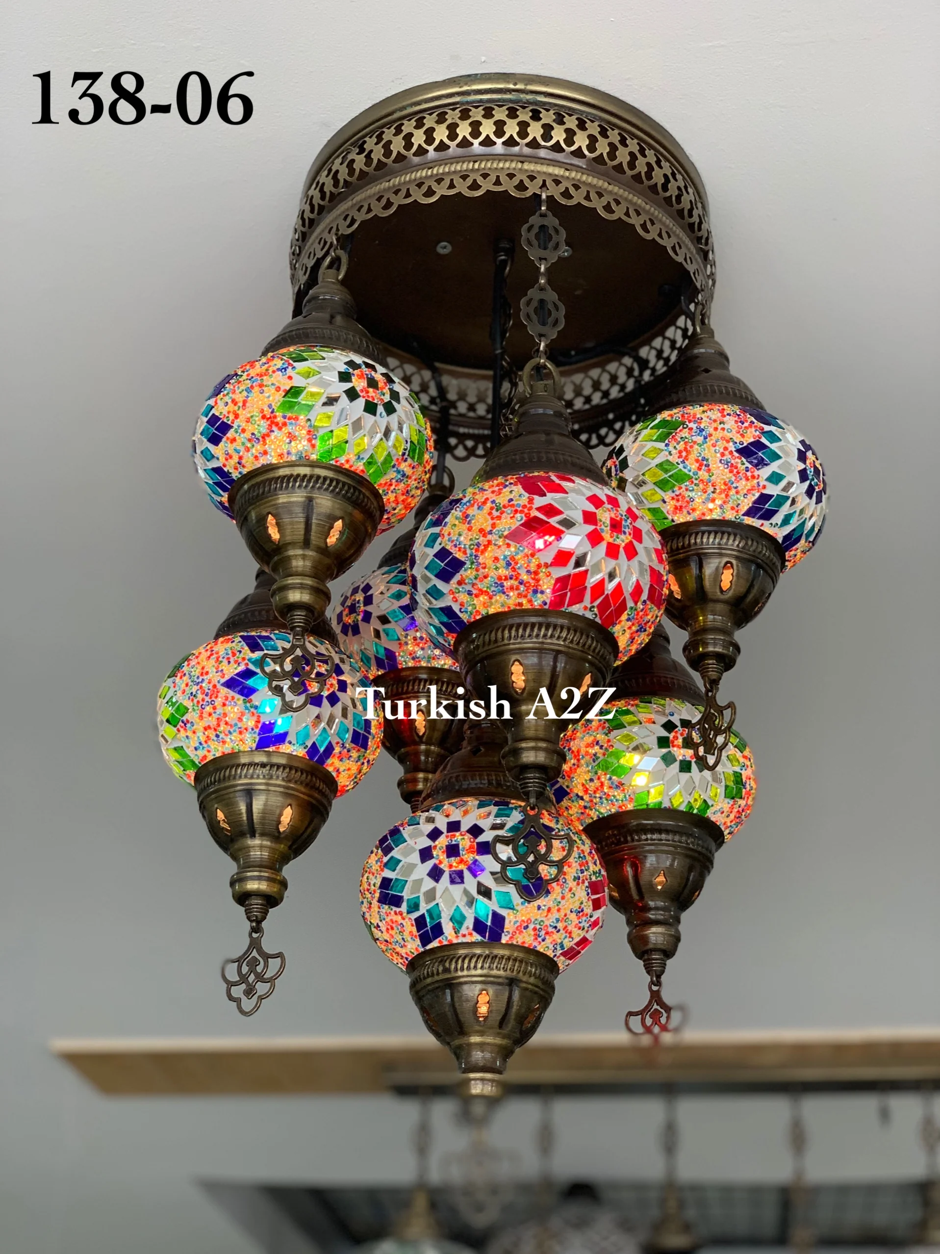 7 - BALL SULTAN CHANDELIER (Medium globe) , Short Chandelier Flush Against the ceiling - Image 11