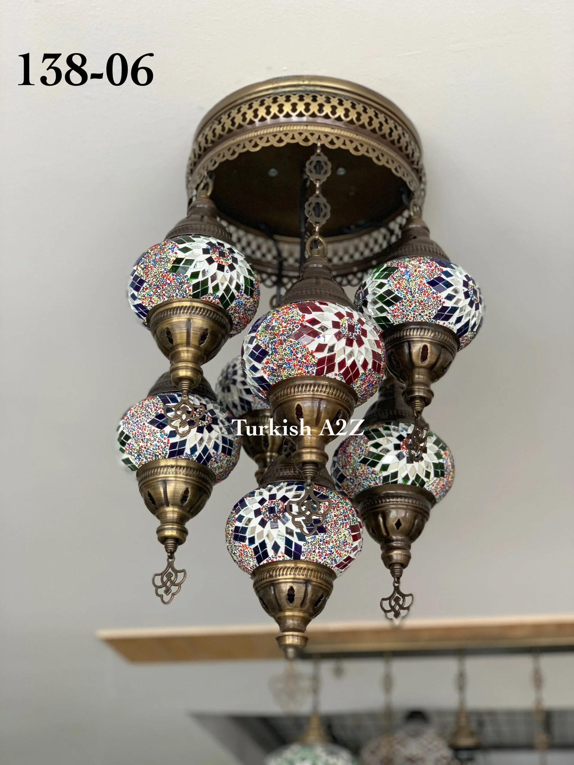 7 - BALL SULTAN CHANDELIER (Medium globe) , Short Chandelier Flush Against the ceiling - Image 12
