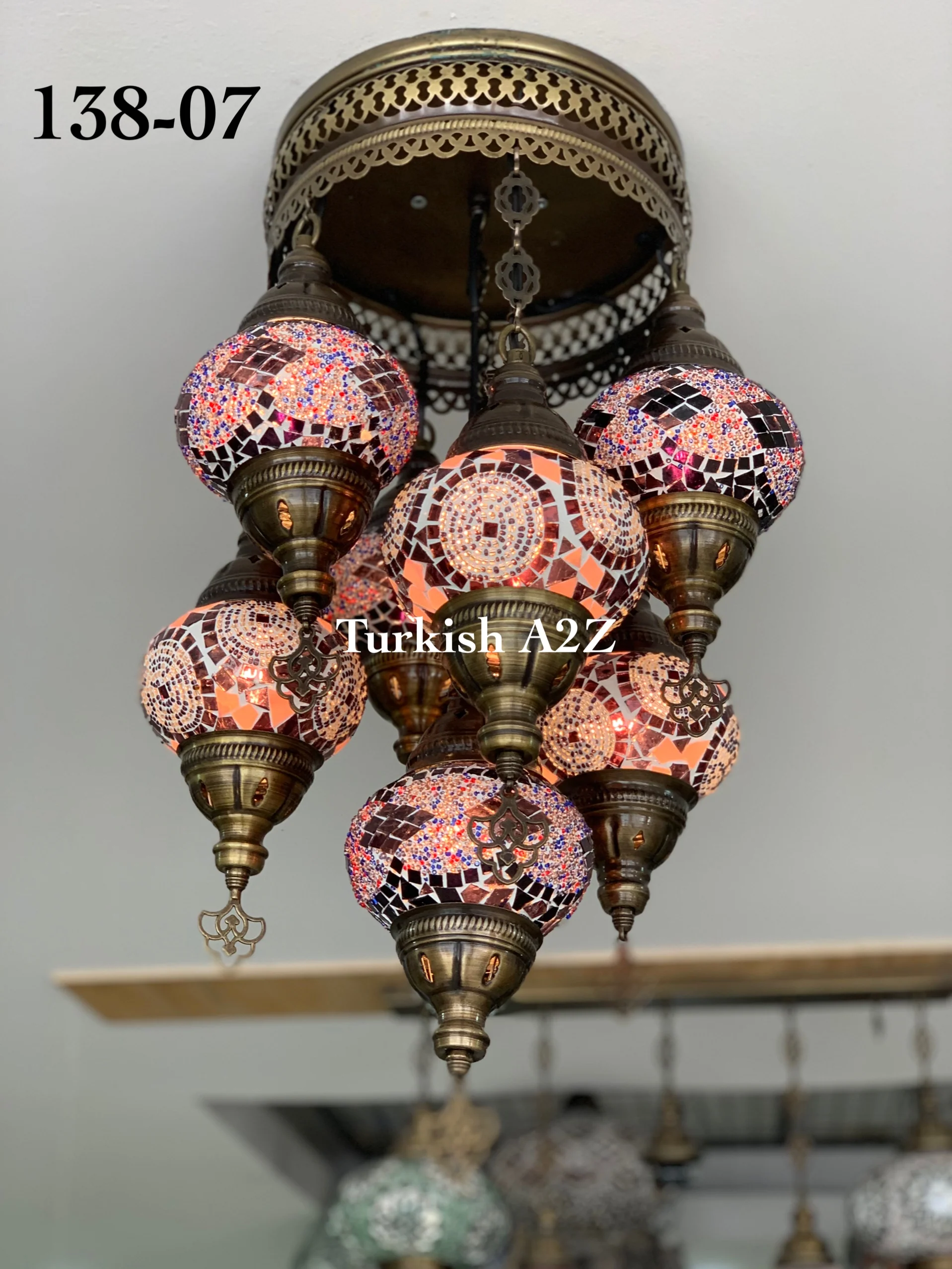 7 - BALL SULTAN CHANDELIER (Medium globe) , Short Chandelier Flush Against the ceiling - Image 13