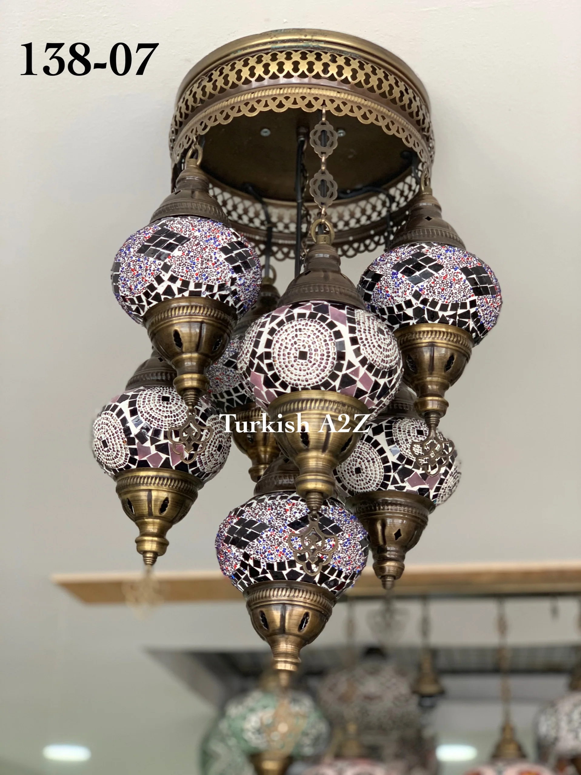 7 - BALL SULTAN CHANDELIER (Medium globe) , Short Chandelier Flush Against the ceiling - Image 14
