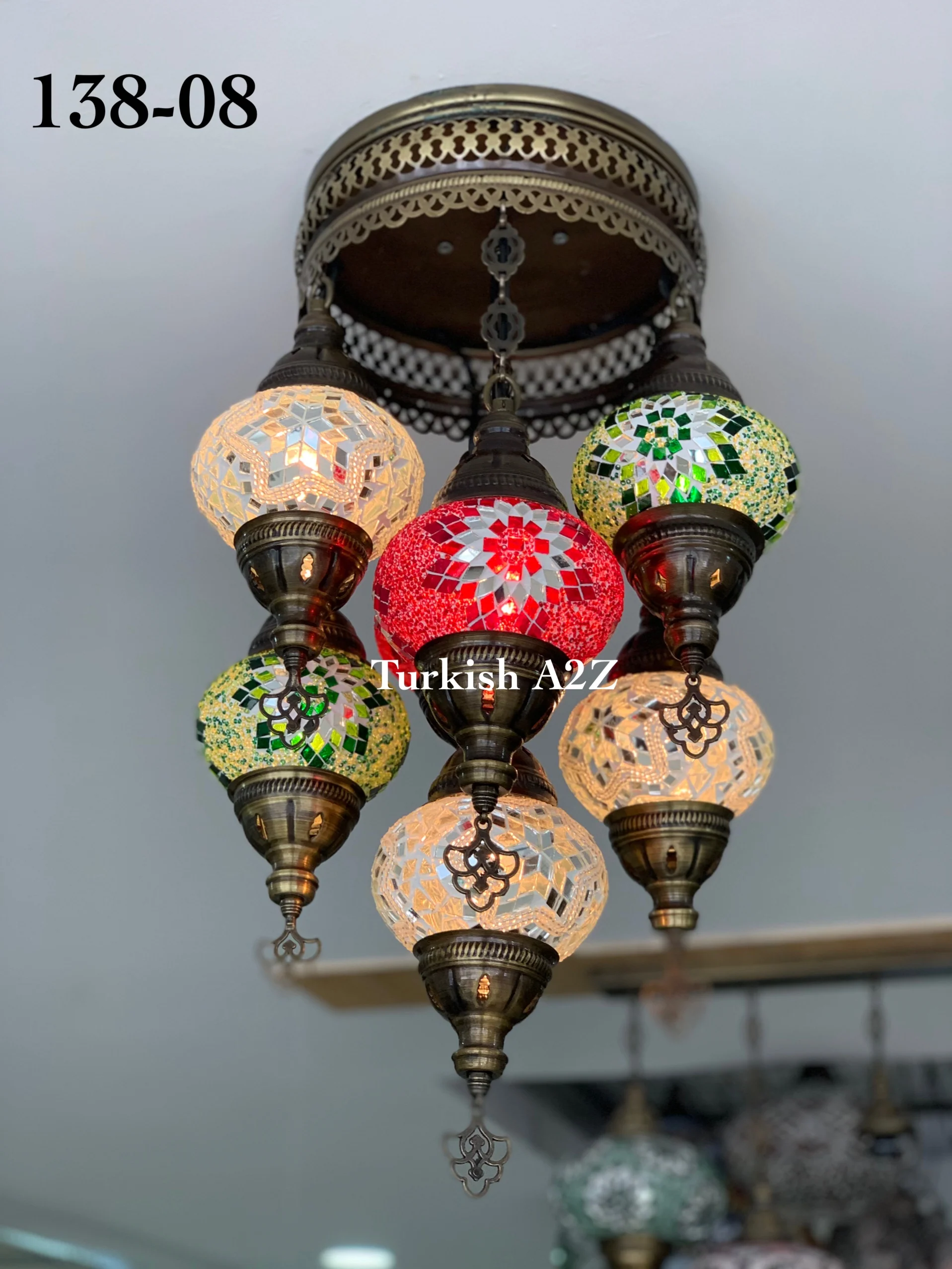 7 - BALL SULTAN CHANDELIER (Medium globe) , Short Chandelier Flush Against the ceiling - Image 15