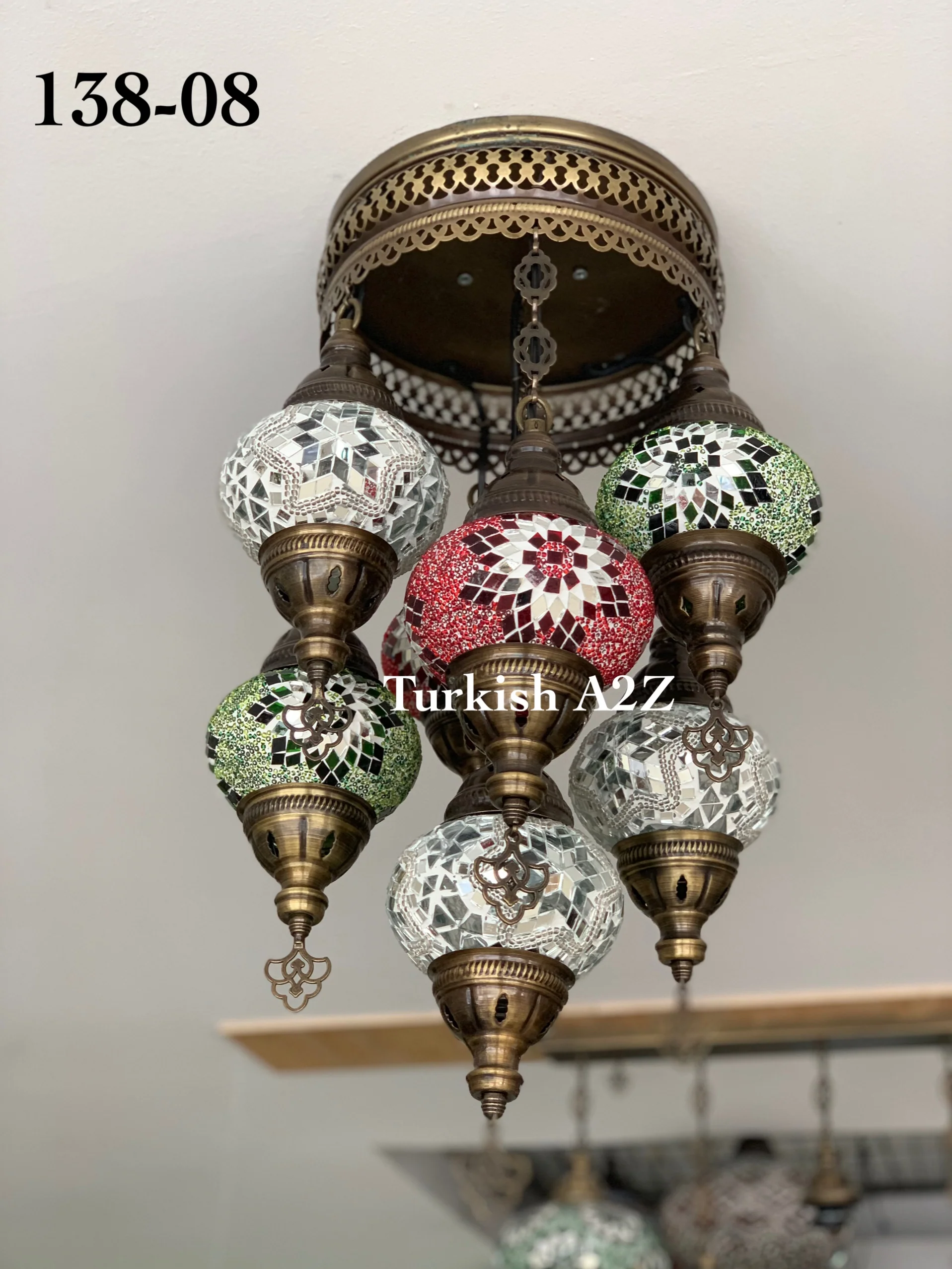 7 - BALL SULTAN CHANDELIER (Medium globe) , Short Chandelier Flush Against the ceiling - Image 16