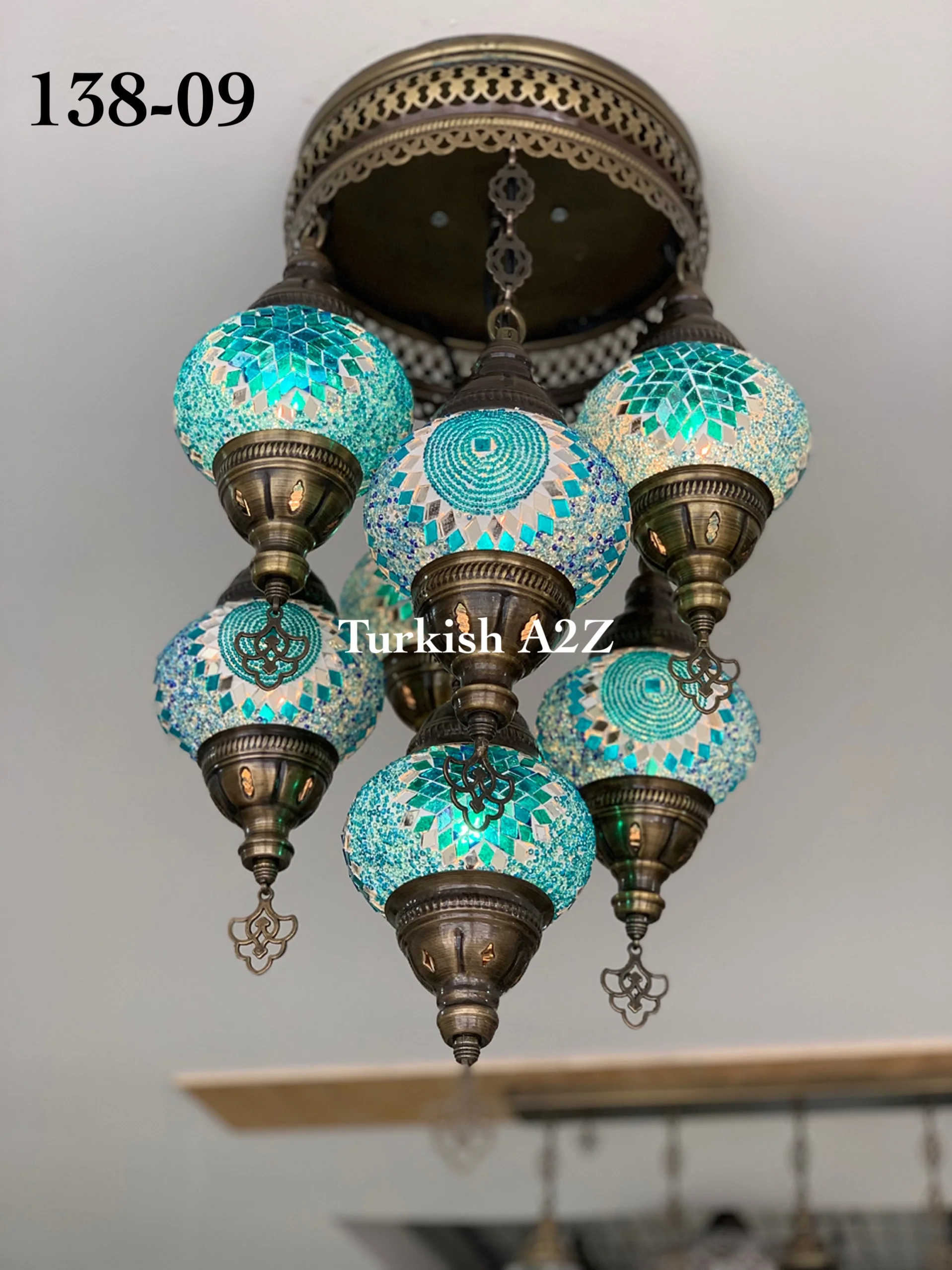 7 - BALL SULTAN CHANDELIER (Medium globe) , Short Chandelier Flush Against the ceiling - Image 17