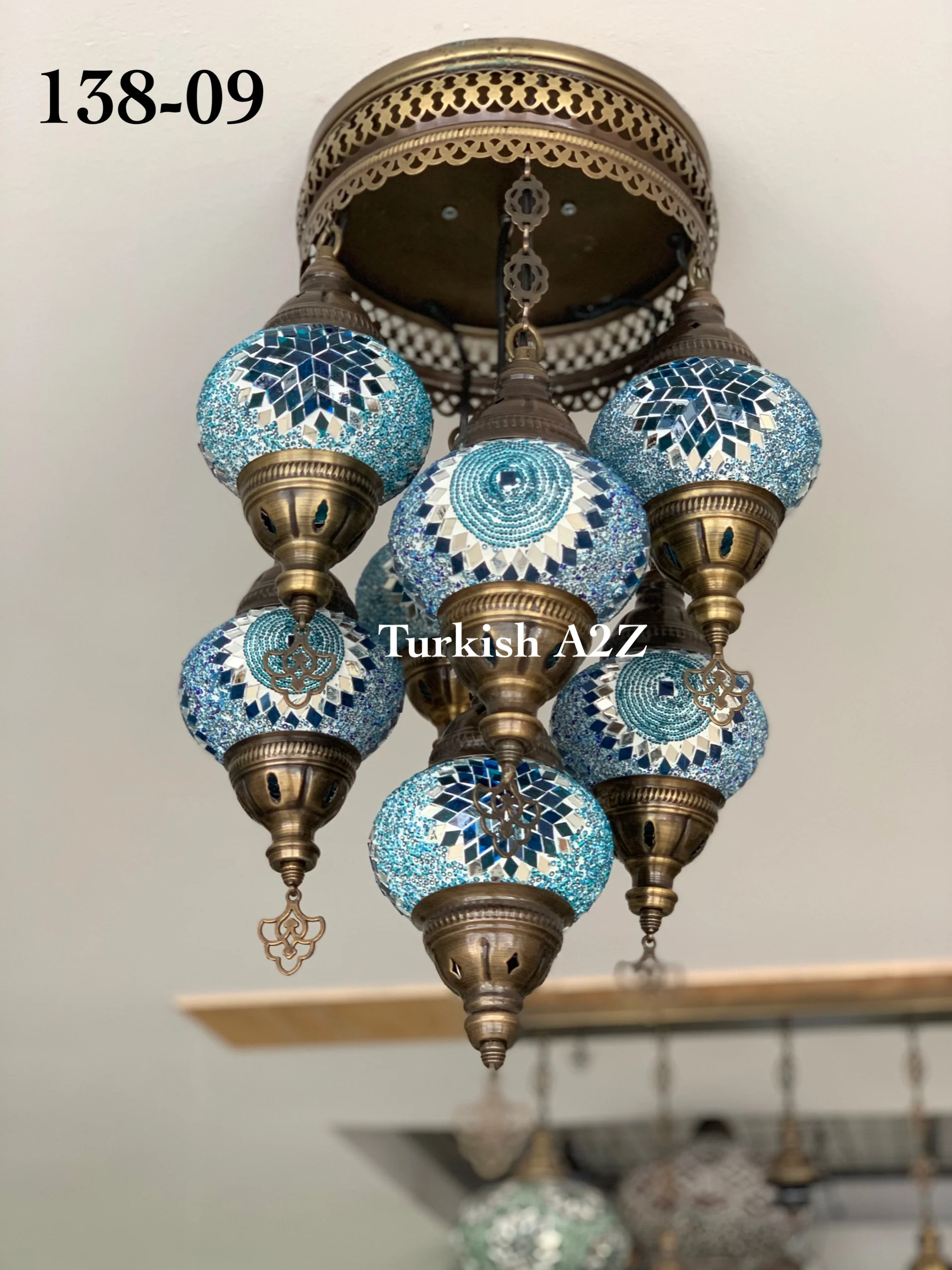 7 - BALL SULTAN CHANDELIER (Medium globe) , Short Chandelier Flush Against the ceiling - Image 18