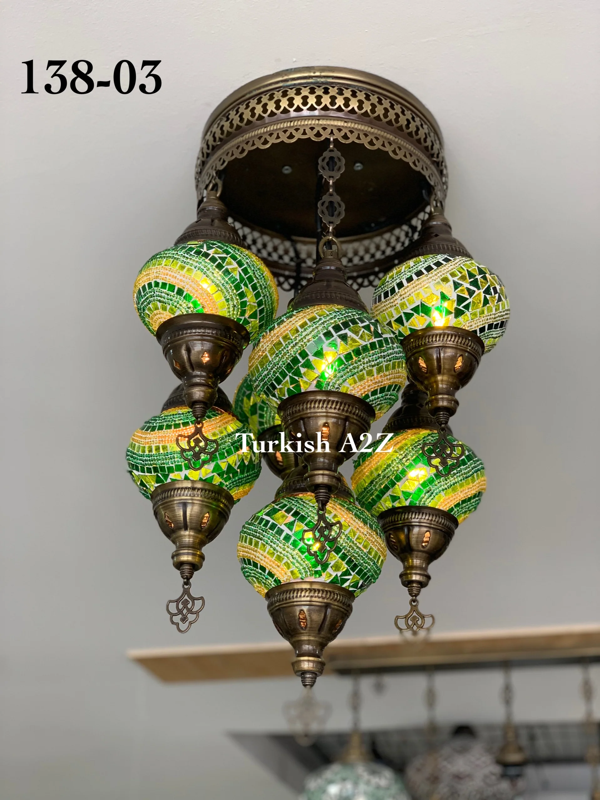 7 - BALL SULTAN CHANDELIER (Medium globe) , Short Chandelier Flush Against the ceiling - Image 7