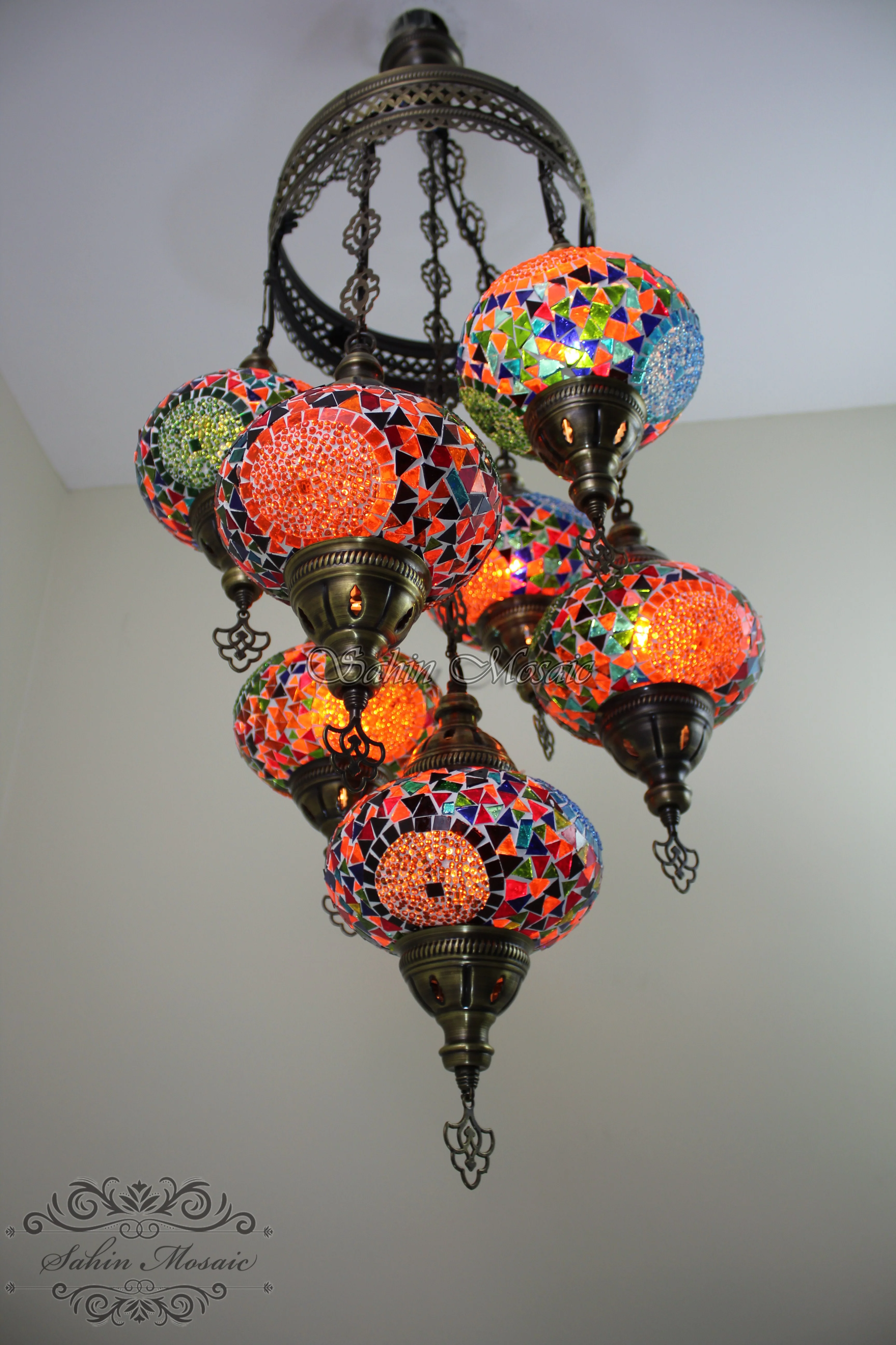 7 - BALL SULTAN TURKISH MOSAIC CHANDELIER (LARGE GLOBES) - Image 6