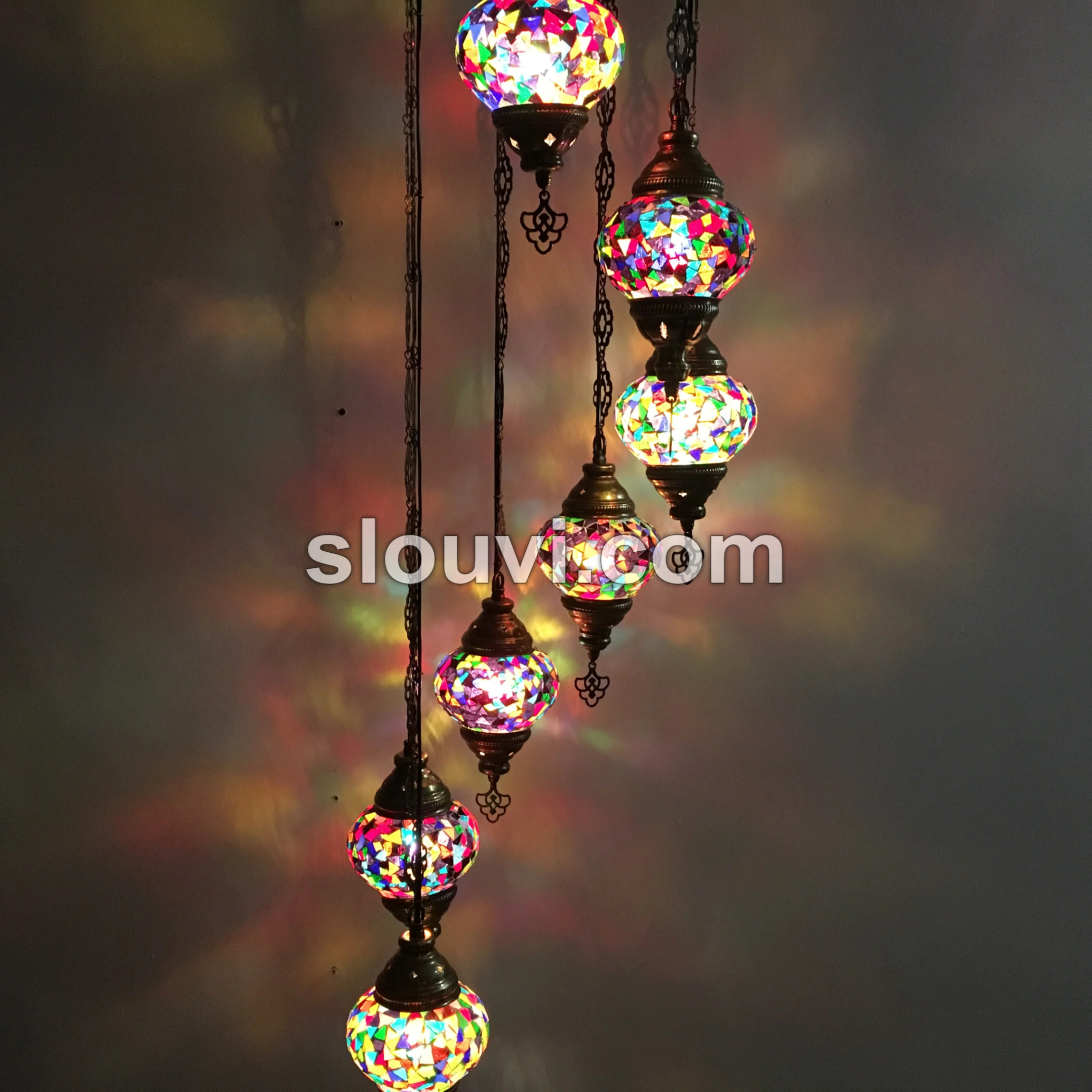 7 - BALL TURKISH MOSAIC CHANDELIER, Mix Triangles - Image 3