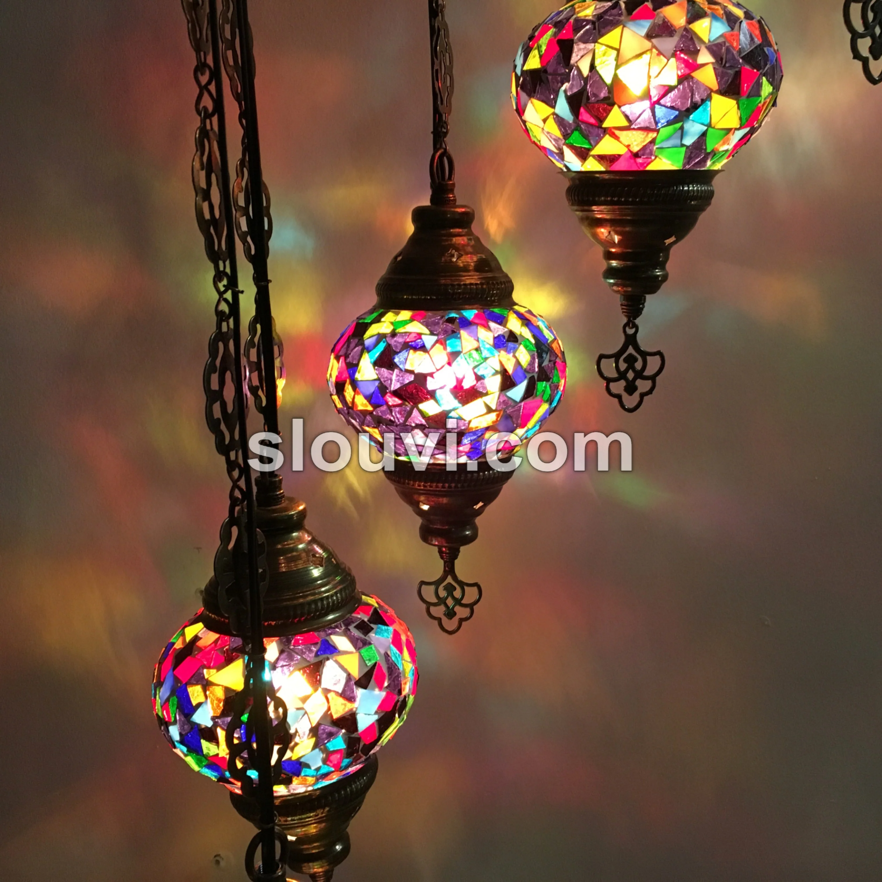 7 - BALL TURKISH MOSAIC CHANDELIER, Mix Triangles - Image 4