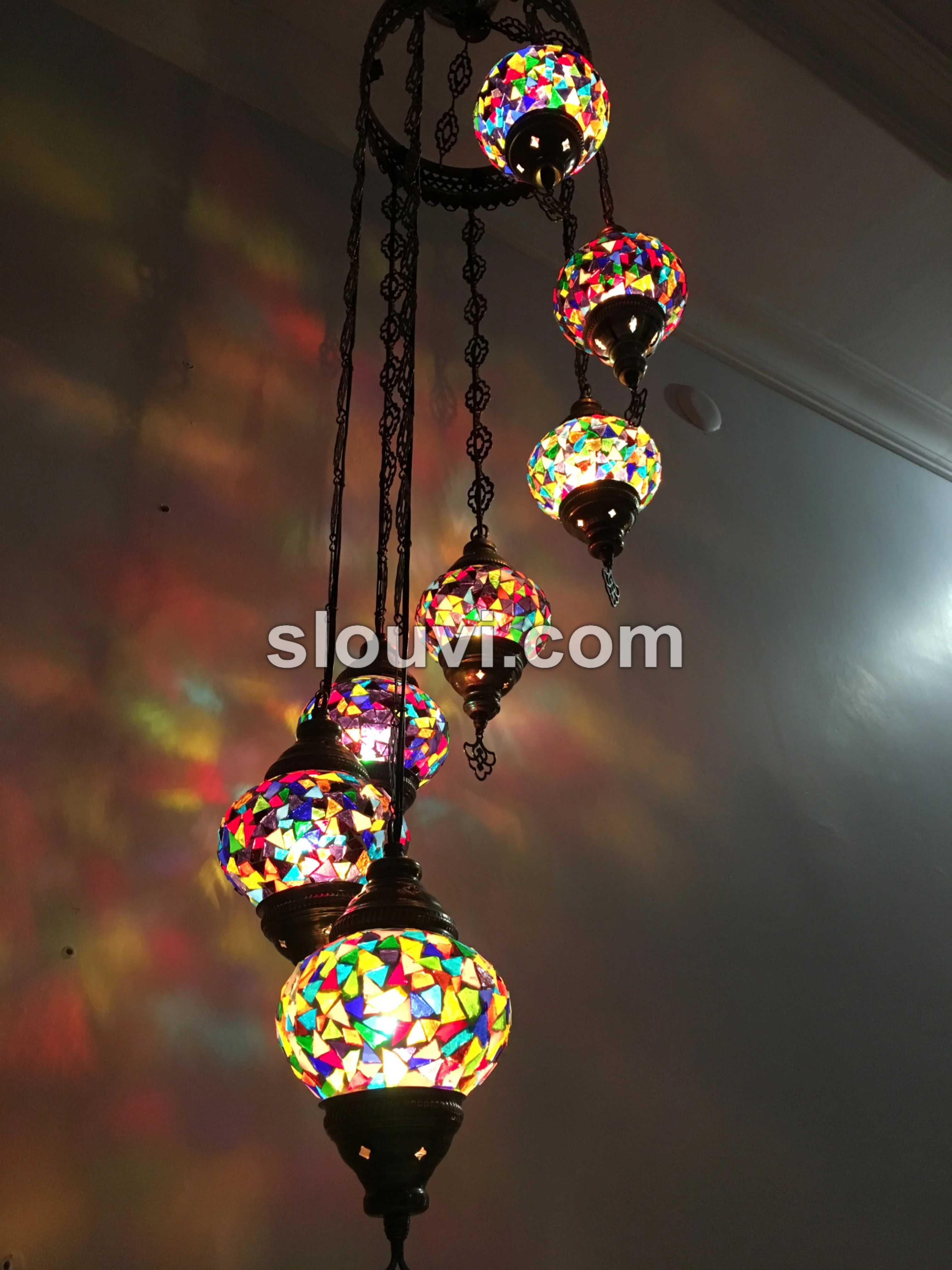 7 - BALL TURKISH MOSAIC CHANDELIER, Mix Triangles - Image 5