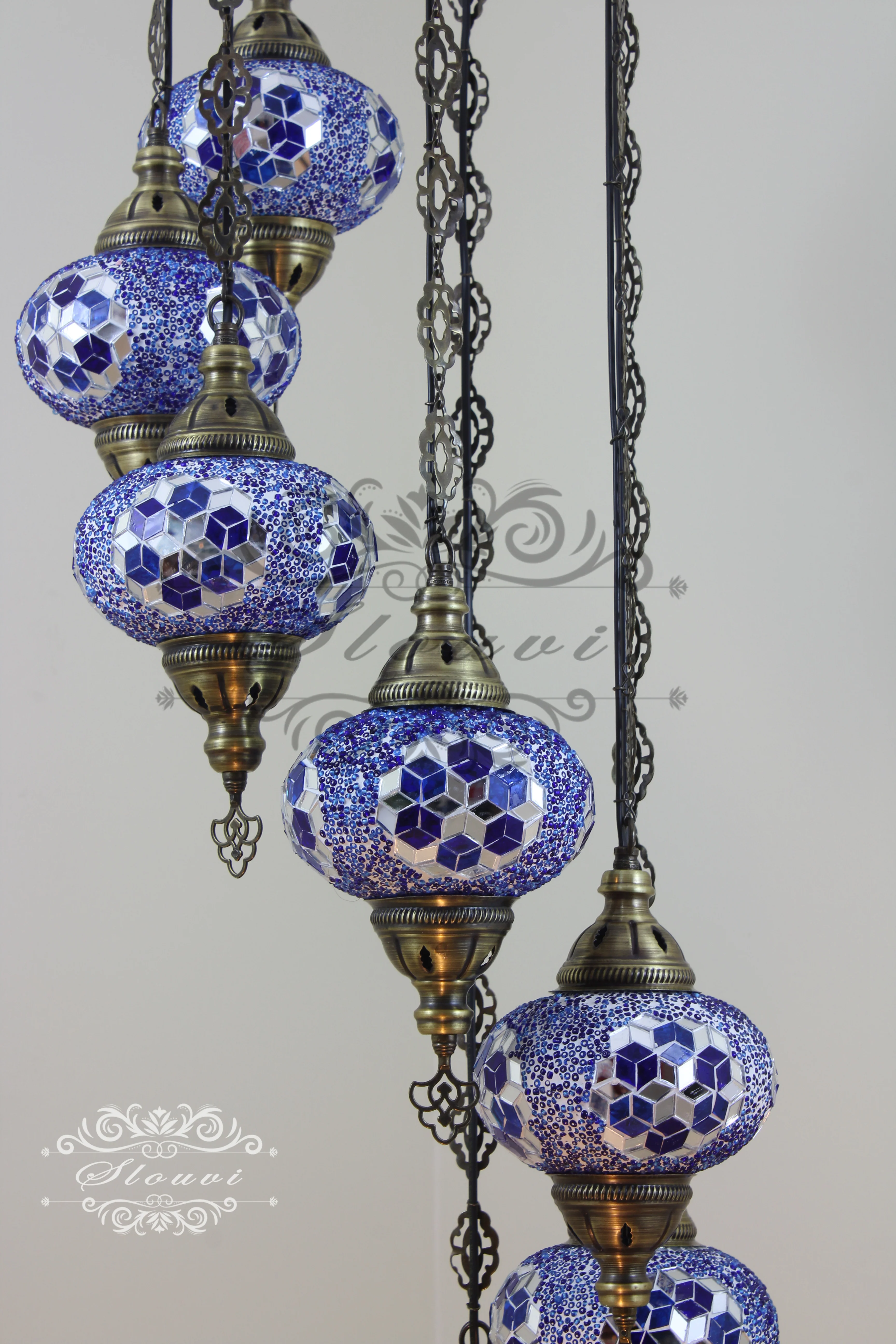7 - BALL TURKISH MOSAIC CHANDELIER, LARGE GLOBES - Image 5