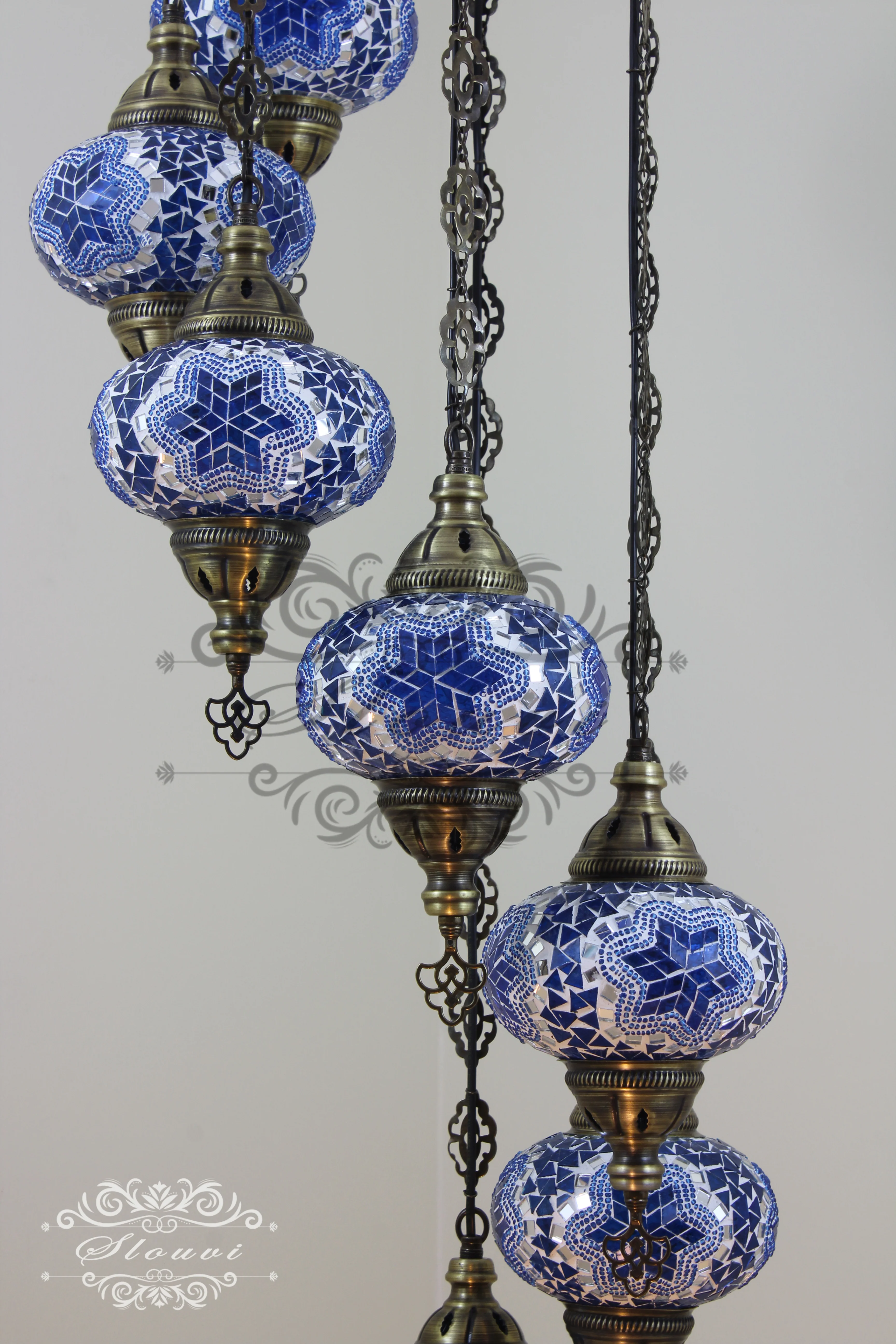 7 - BALL TURKISH MOSAIC CHANDELIER, LARGE GLOBES - Image 5