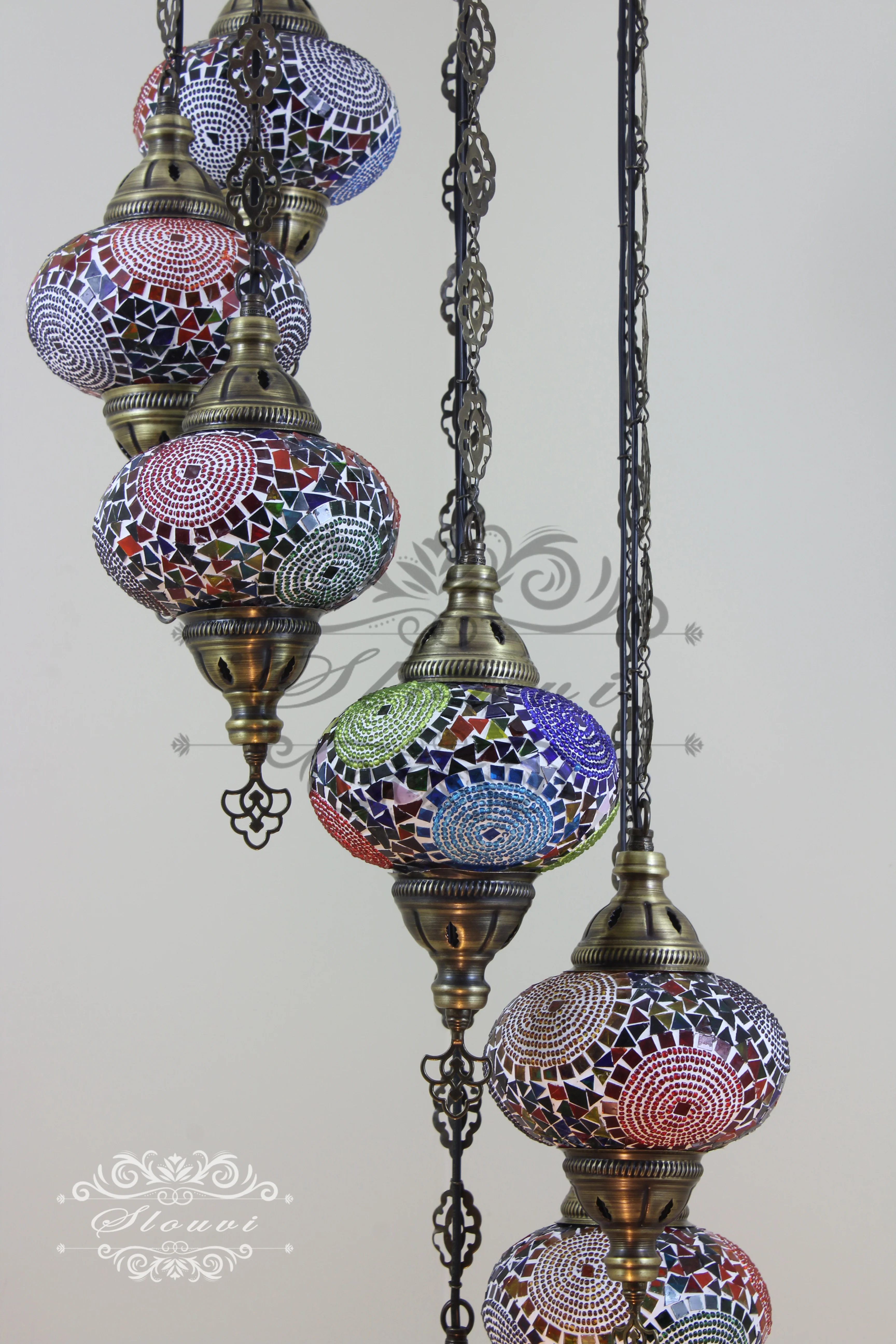 7 - BALL TURKISH MOSAIC CHANDELIER, LARGE GLOBES - Image 6
