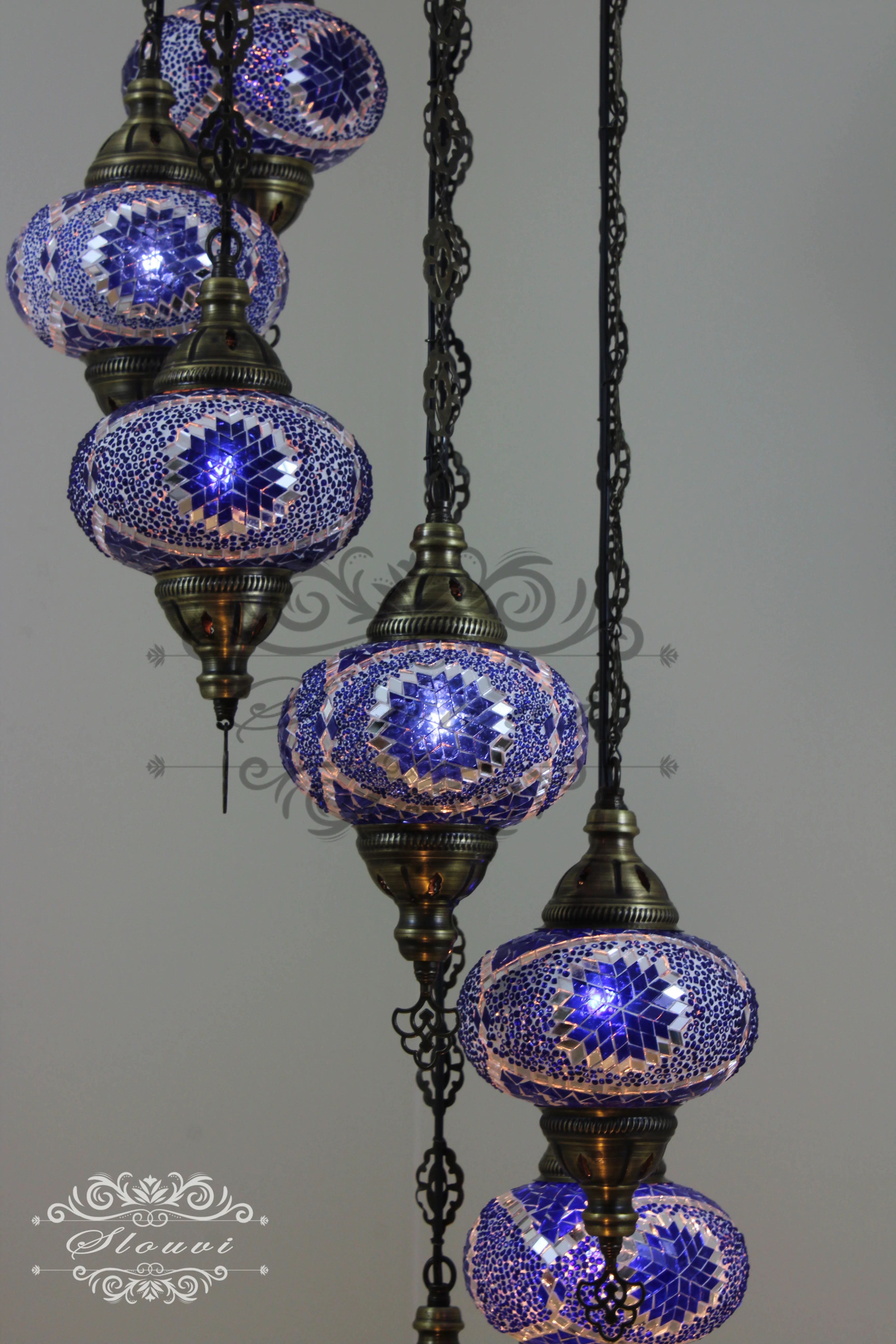 7 - BALL TURKISH MOSAIC CHANDELIER, LARGE GLOBES - Image 4