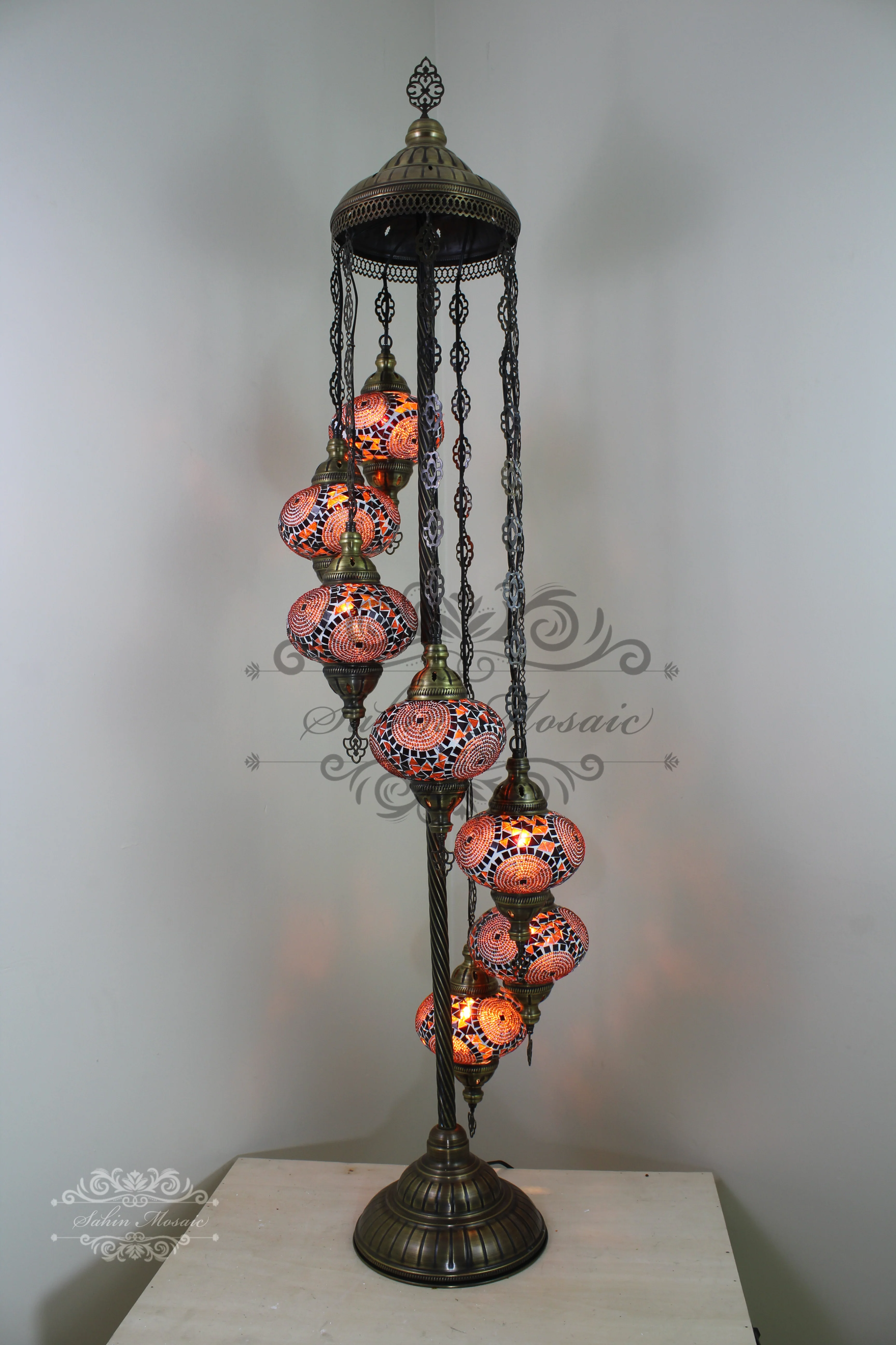 7 Globe Turkish Mosaic Floor Lamp Large Globes ID: 7FL-1 - Image 2