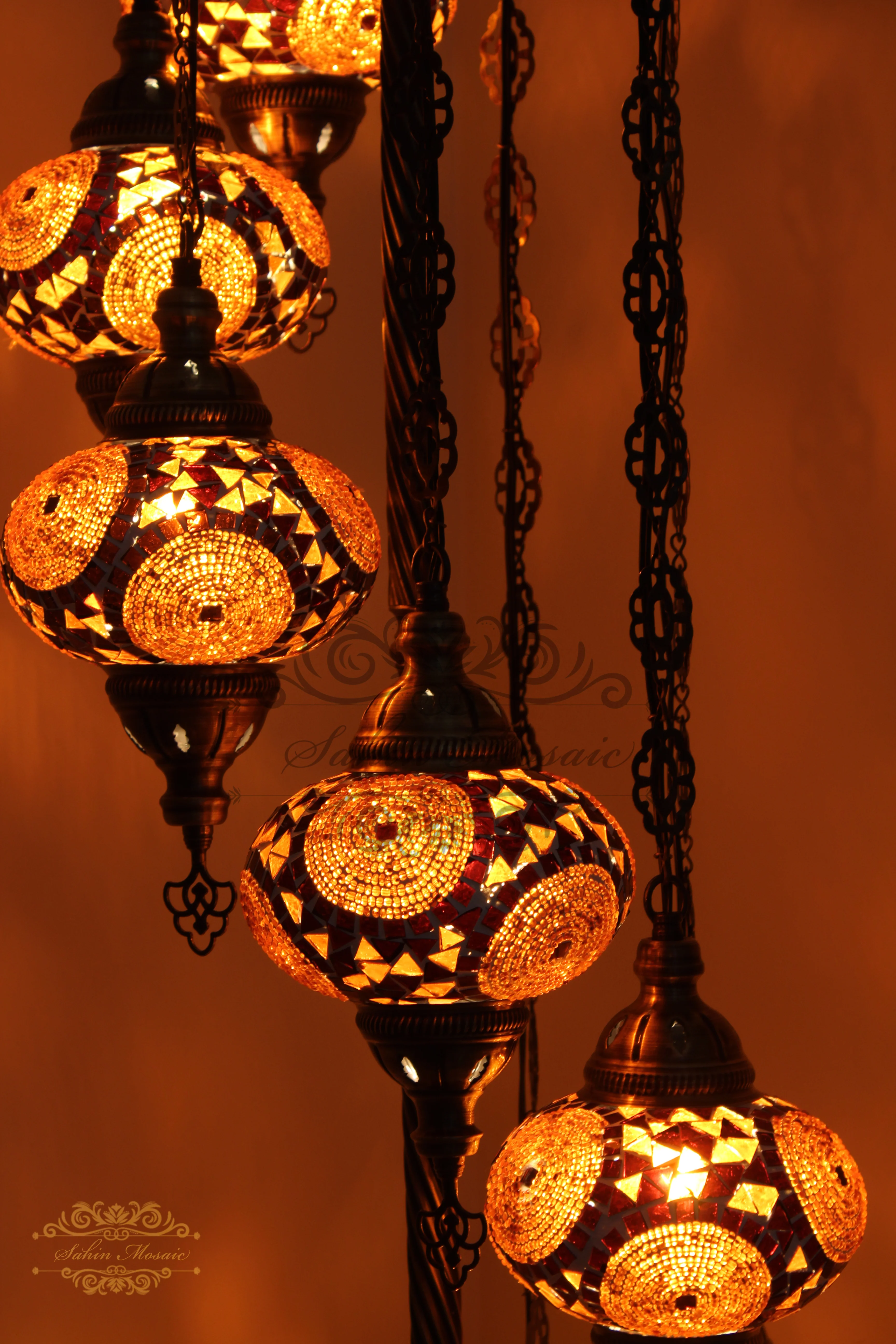 7 Globe Turkish Mosaic Floor Lamp Large Globes ID: 7FL-1 - Image 3