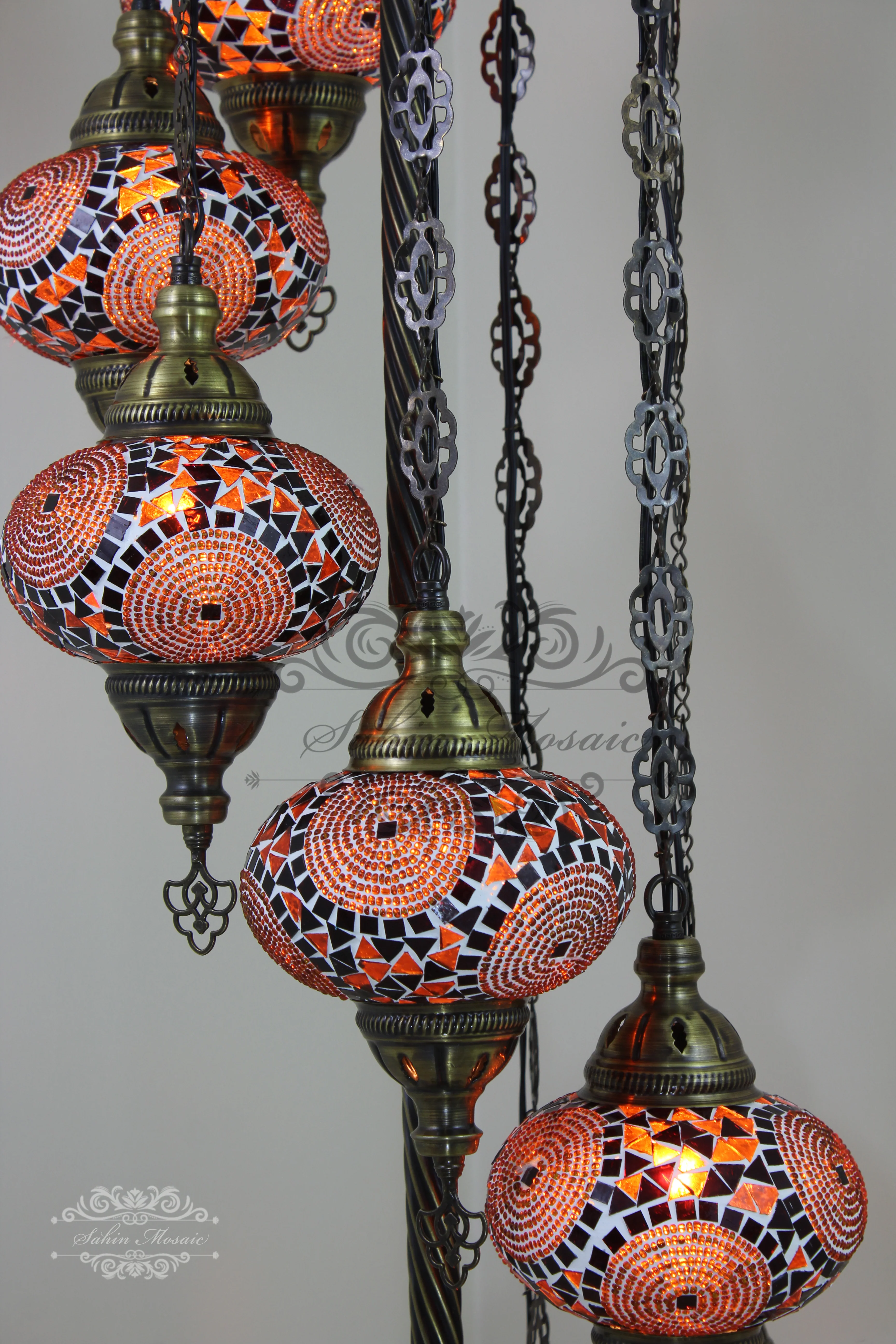 7 Globe Turkish Mosaic Floor Lamp Large Globes ID: 7FL-1 - Image 4