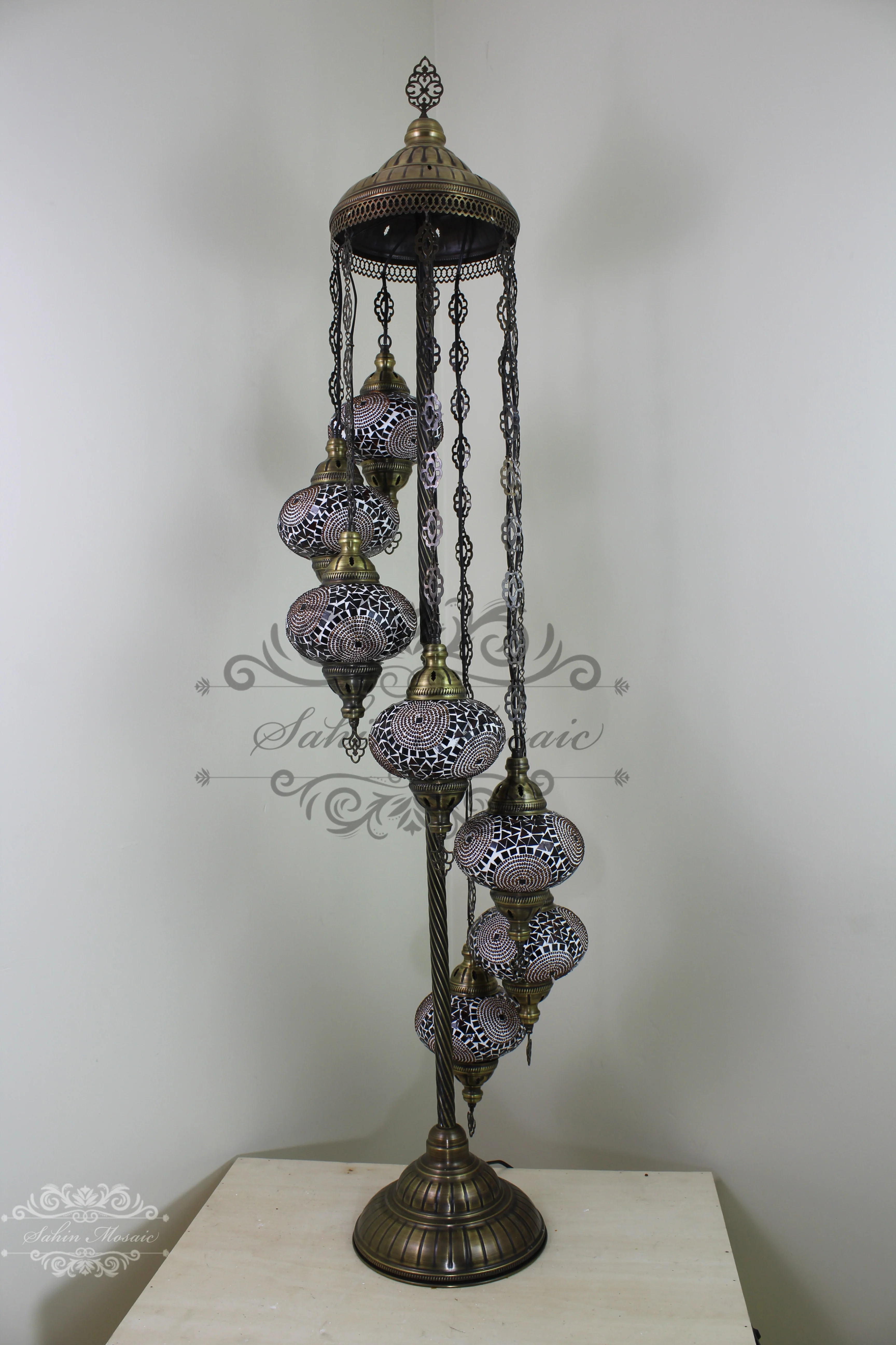 7 Globe Turkish Mosaic Floor Lamp Large Globes ID: 7FL-1 - Image 6