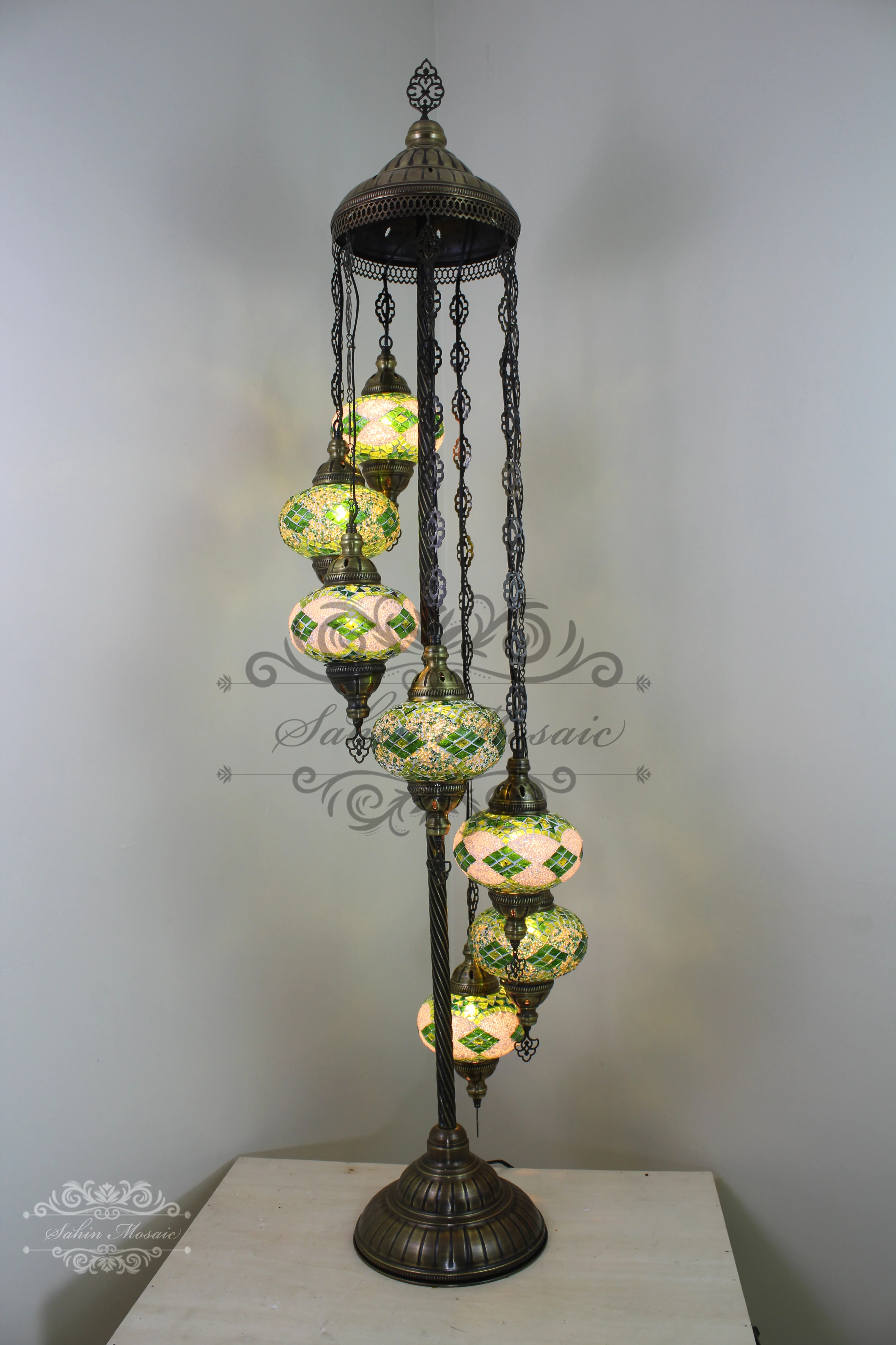 7 Globe Turkish Mosaic Floor Lamp Large Globes ID: 7FL-2 - Image 2