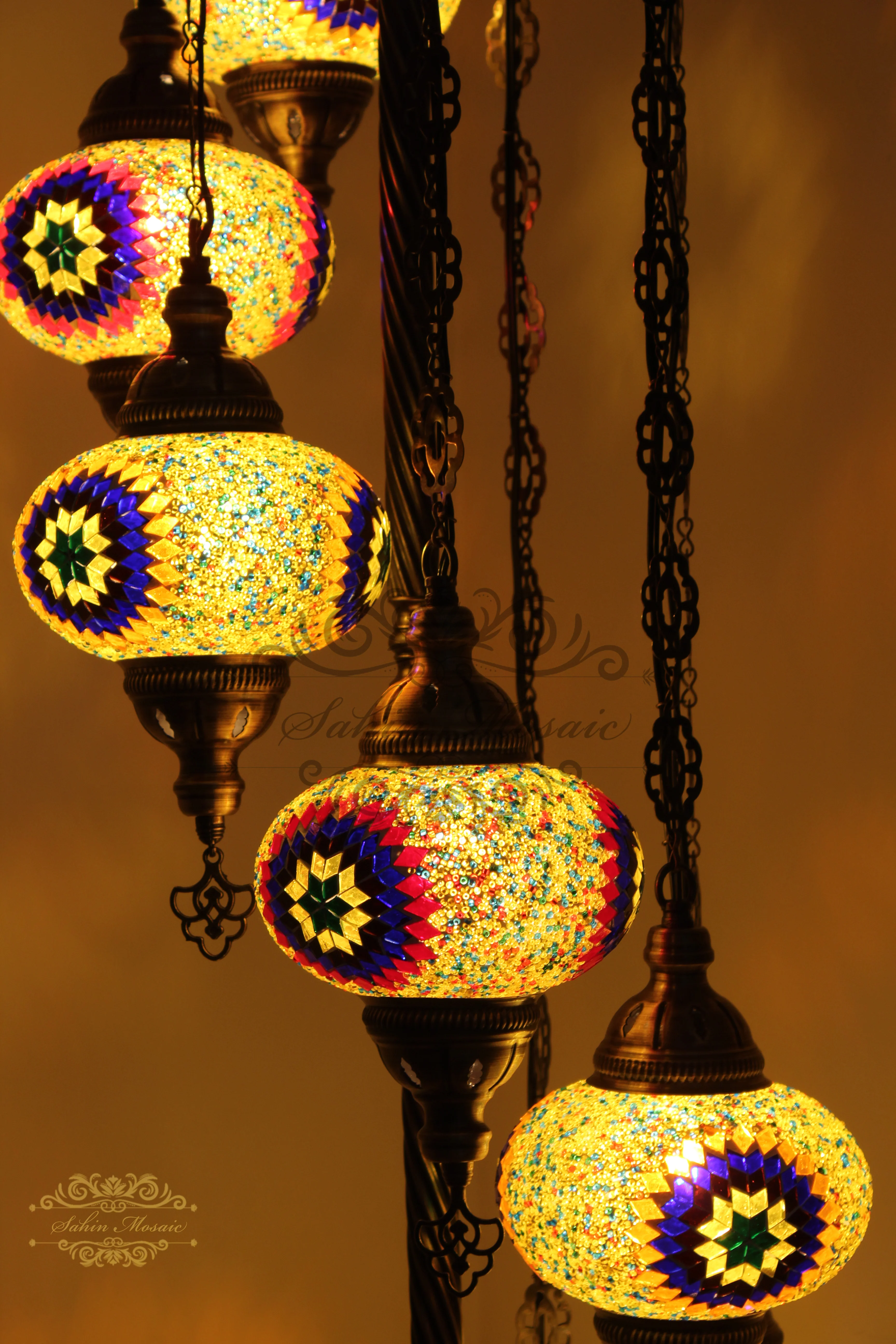 7 Globe Turkish Mosaic Floor Lamp Large Globes ID: 7FL-7 - Image 3