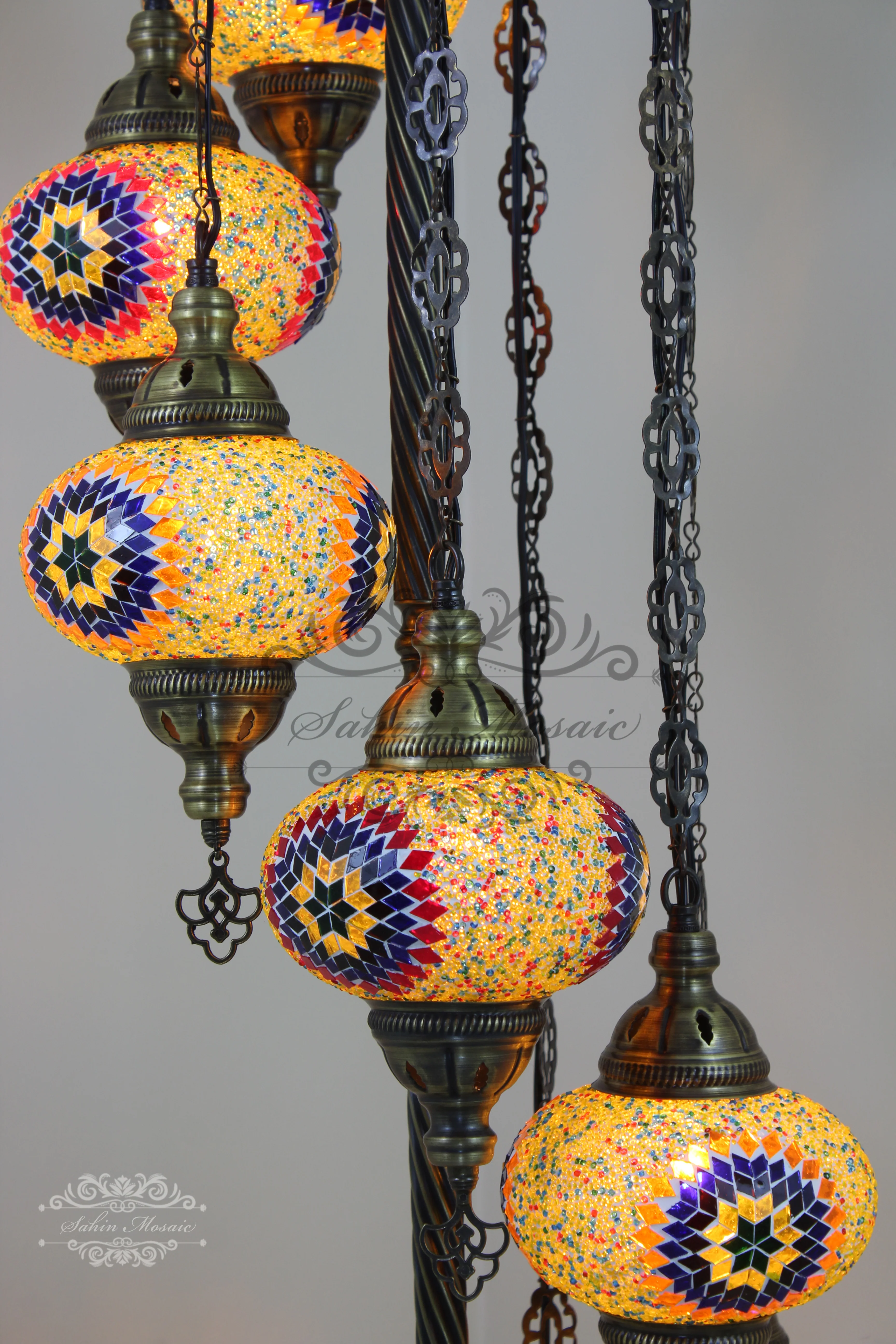 7 Globe Turkish Mosaic Floor Lamp Large Globes ID: 7FL-7 - Image 4