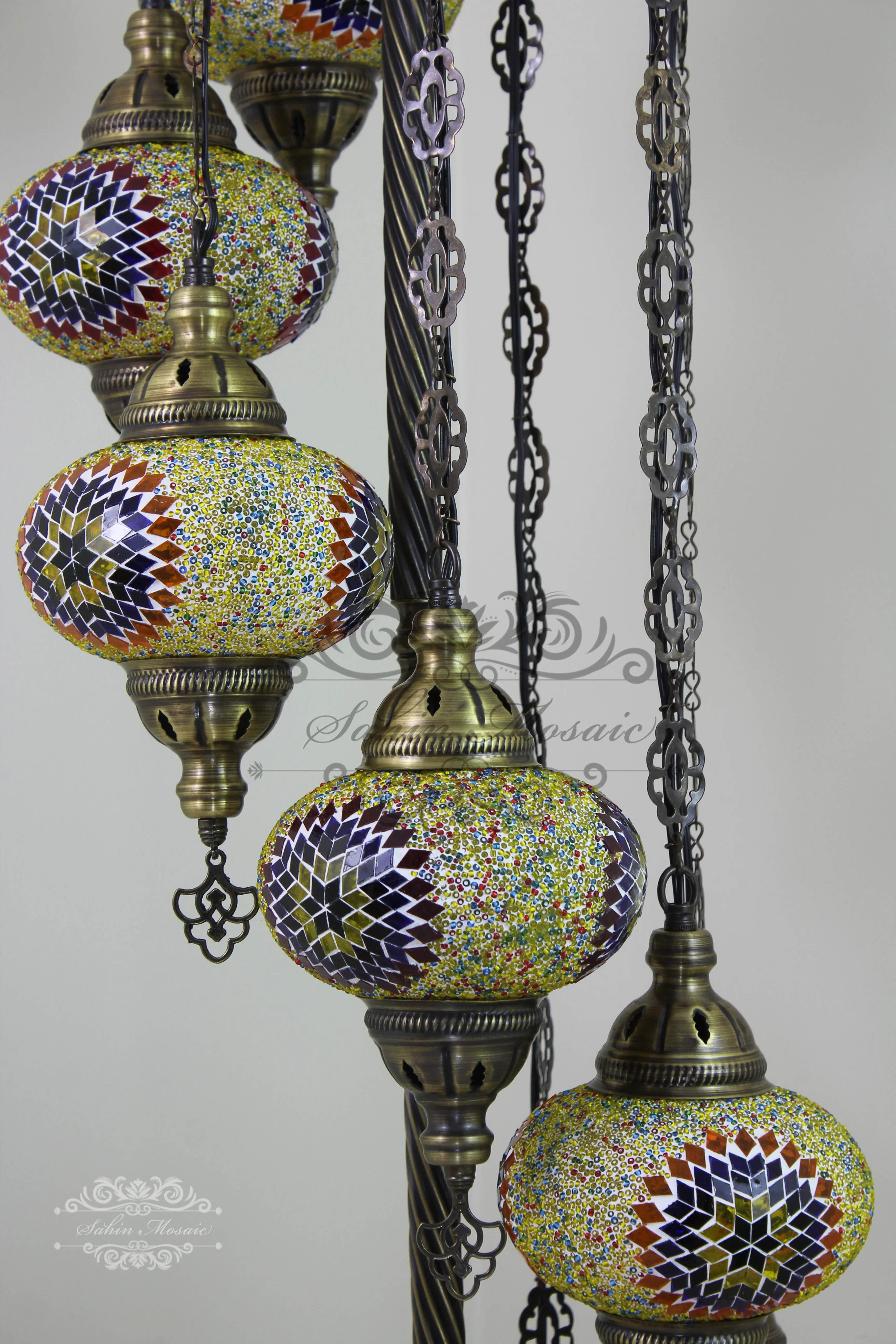 7 Globe Turkish Mosaic Floor Lamp Large Globes ID: 7FL-7 - Image 5