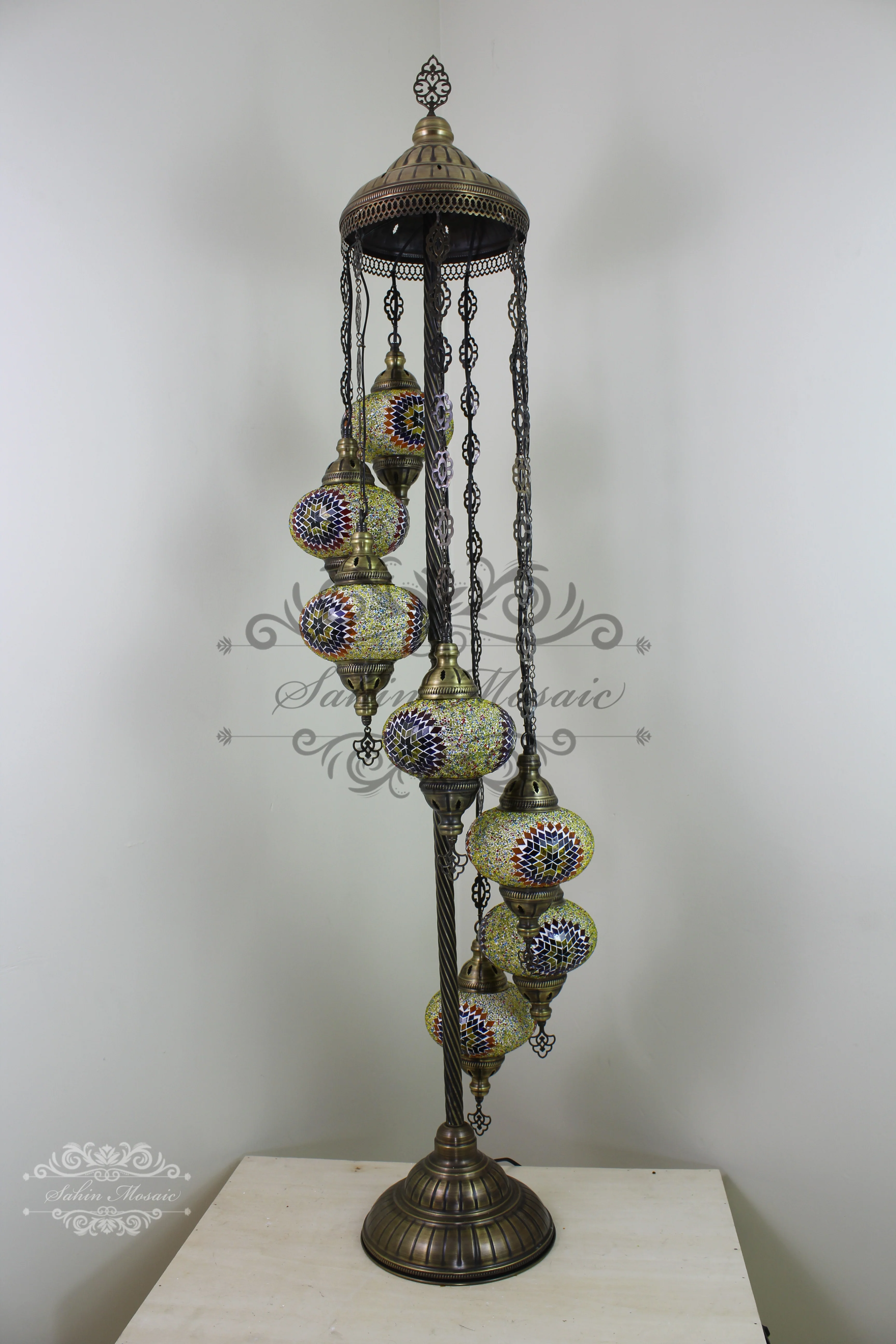 7 Globe Turkish Mosaic Floor Lamp Large Globes ID: 7FL-7 - Image 6