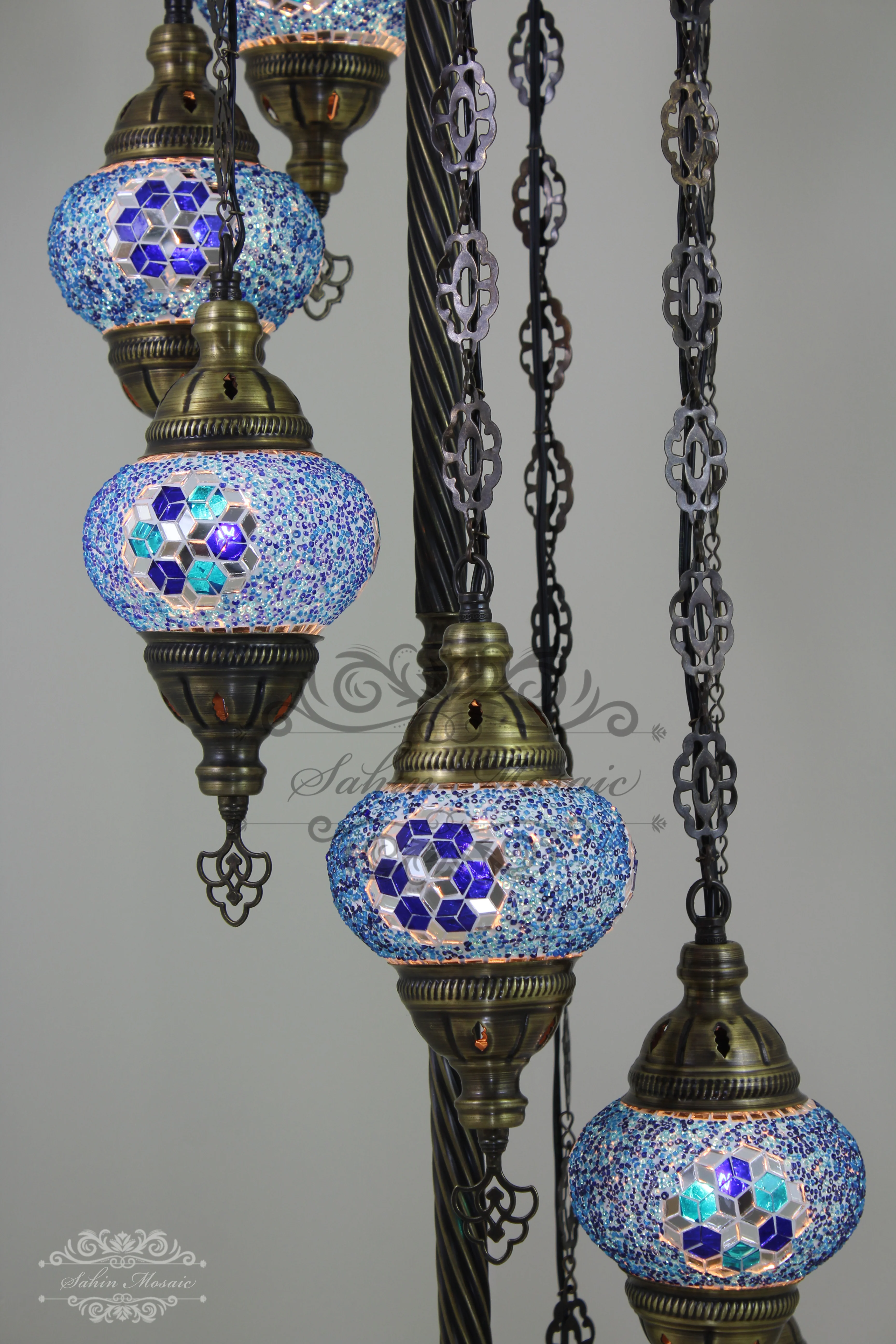 7 Globe Turkish Mosaic Floor Lamp Medium Globes ID: 7FM-1 - Image 5