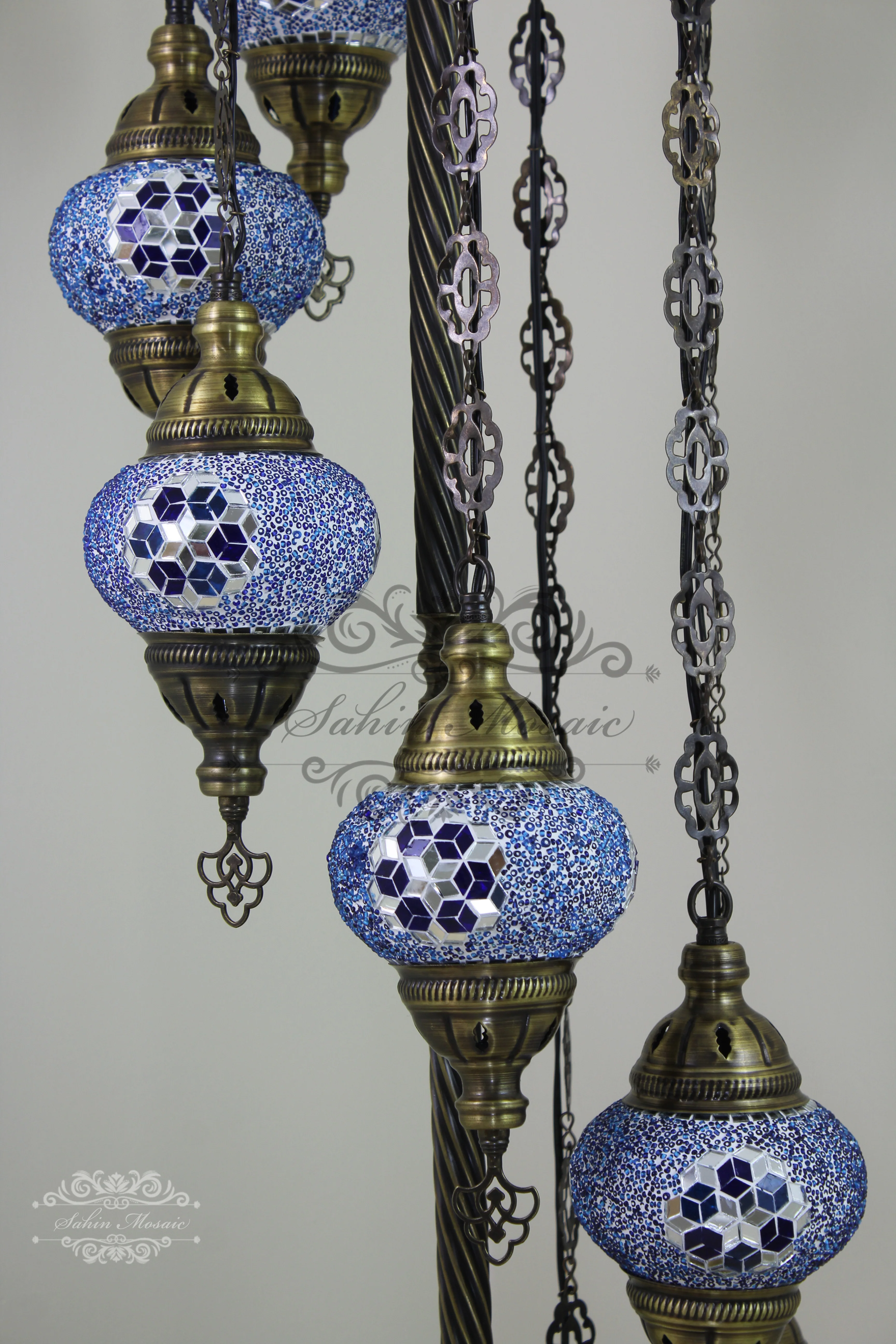 7 Globe Turkish Mosaic Floor Lamp Medium Globes ID: 7FM-1 - Image 6