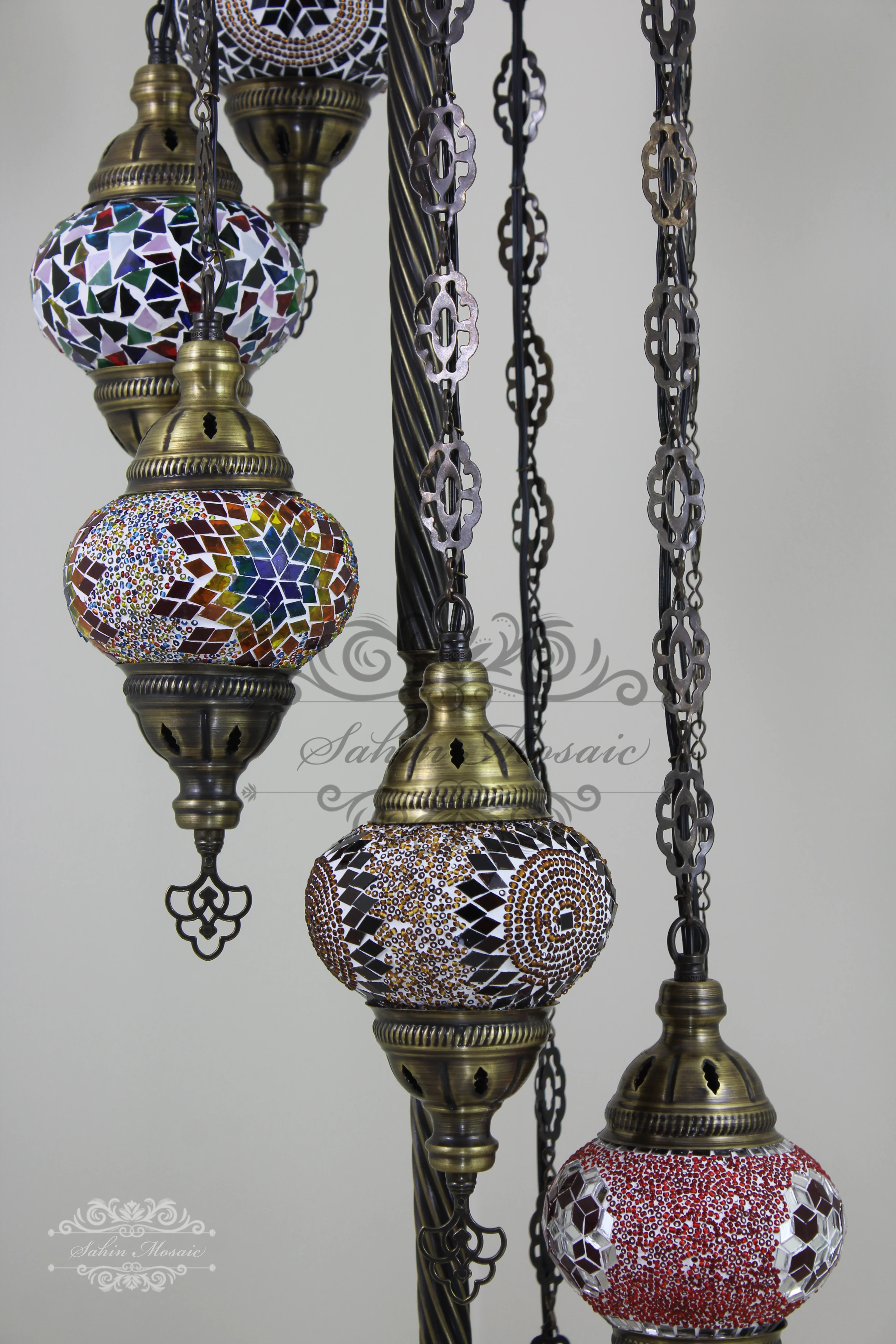7 Globe Turkish Mosaic Floor Lamp Medium Globes ID: 7FM-5 - Image 5