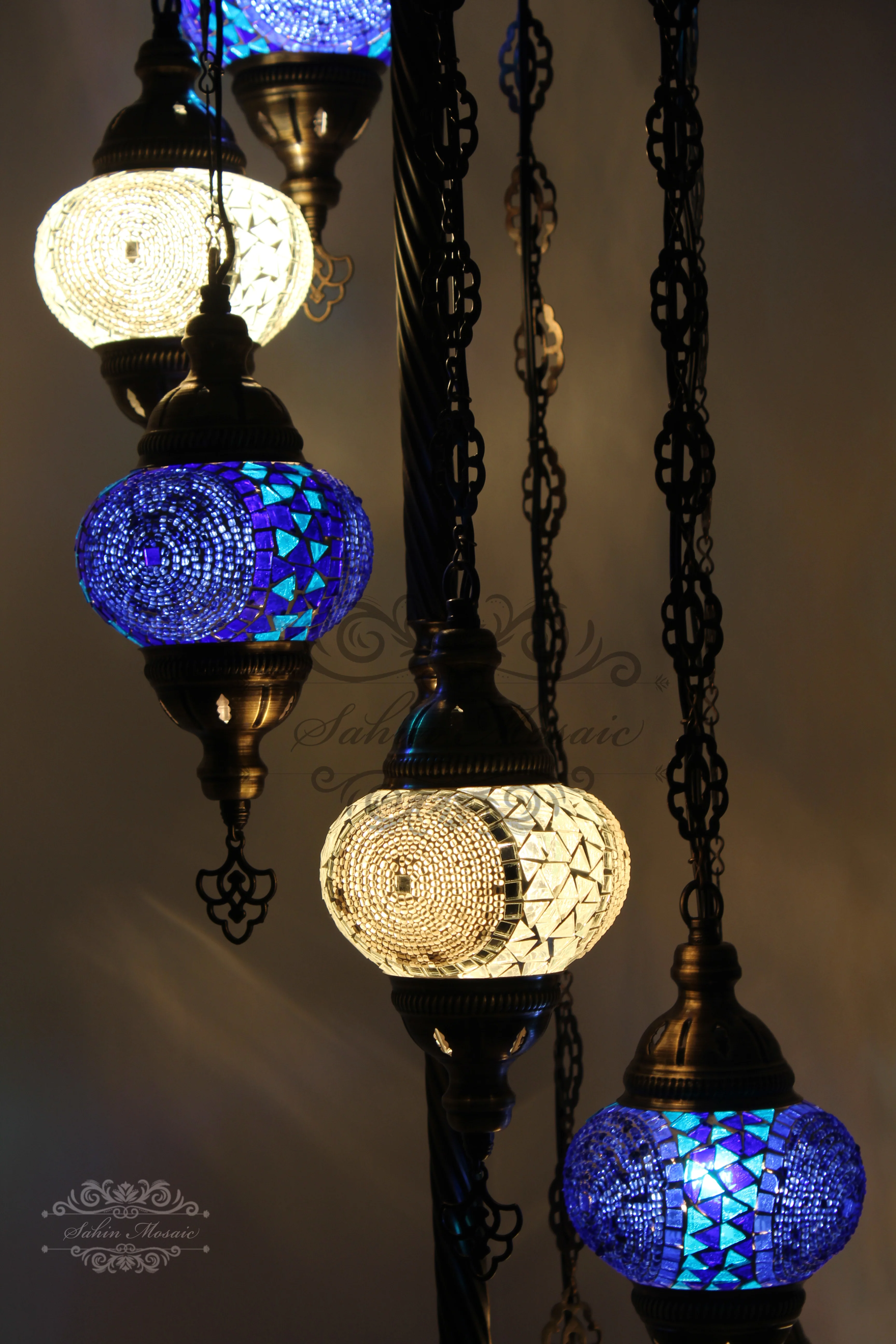 7 Globe Turkish Mosaic Floor Lamp Medium Globes ID: 7FM-6 - Image 4