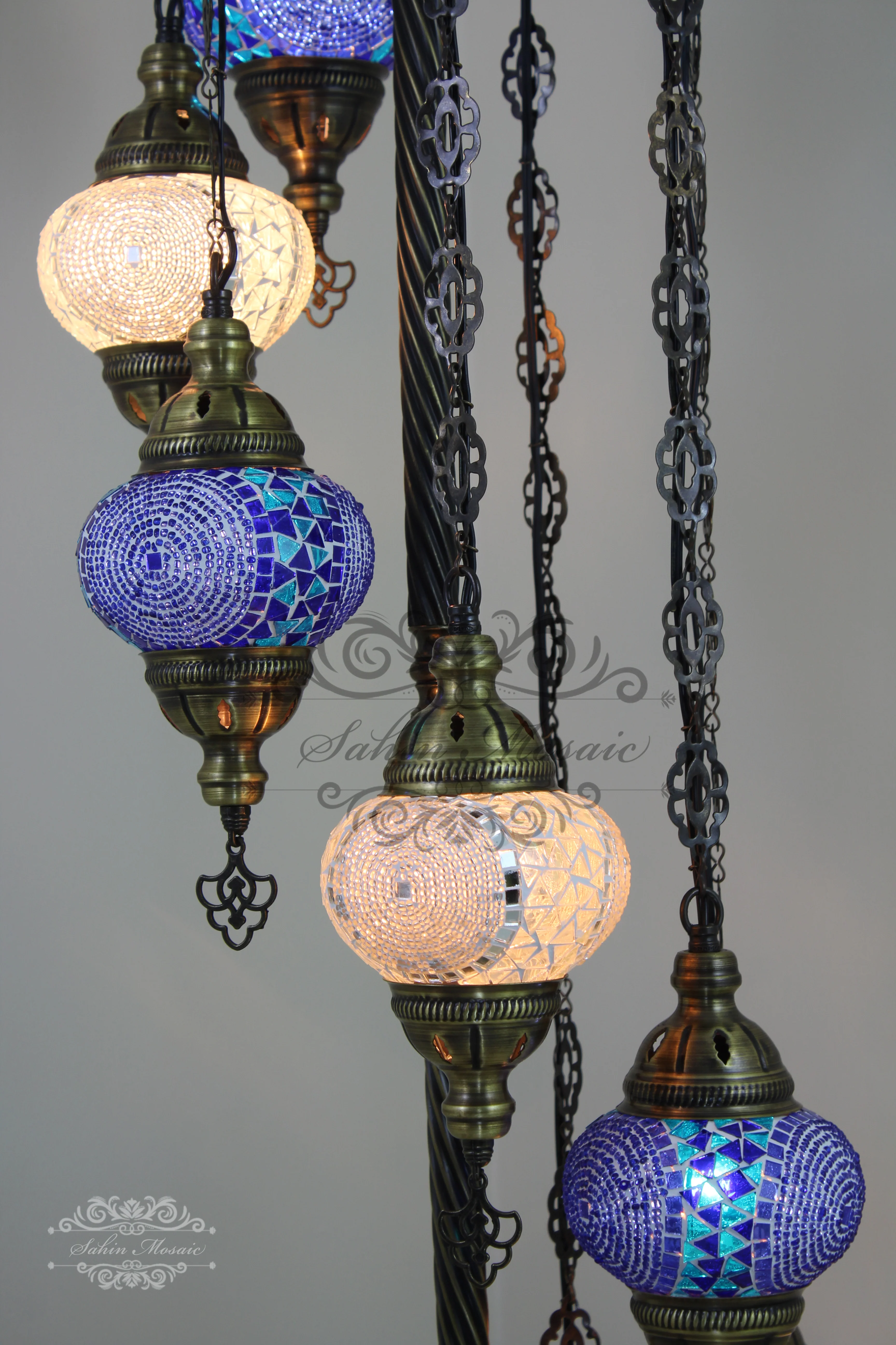 7 Globe Turkish Mosaic Floor Lamp Medium Globes ID: 7FM-6 - Image 5