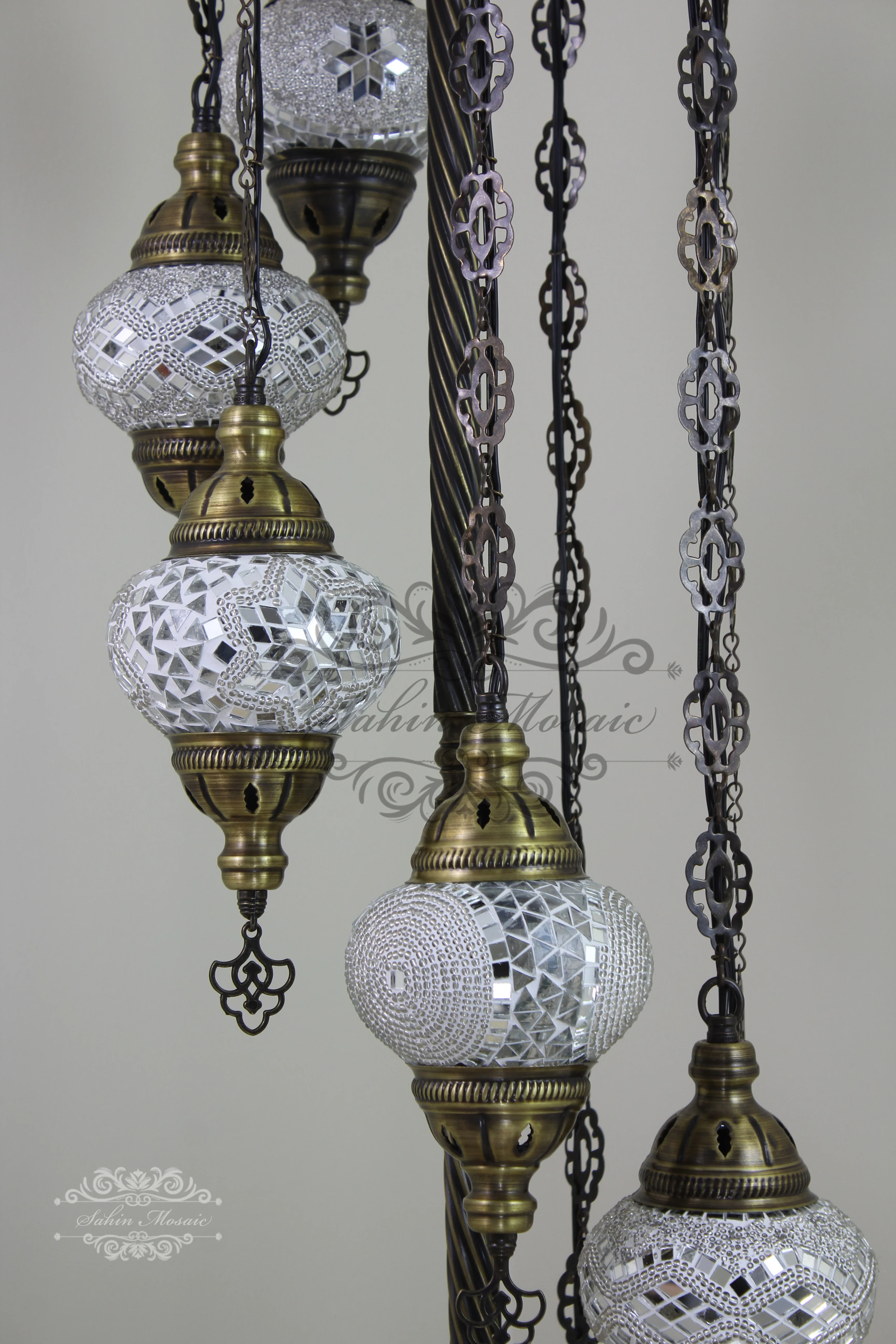7 Globe Turkish Mosaic Floor Lamp Medium Globes ID: 7FM-7 - Image 5