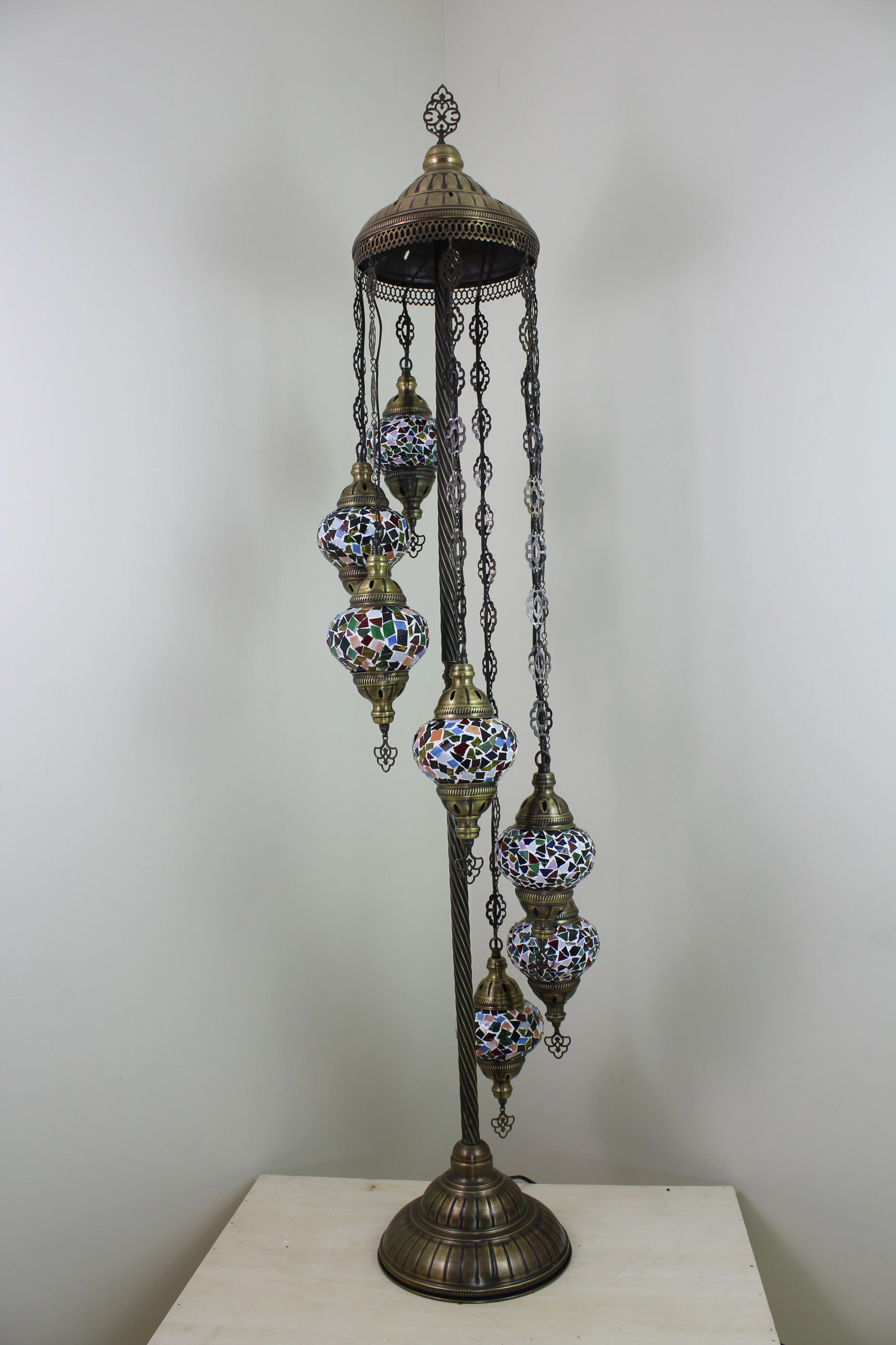 7 Globe Turkish Mosaic Floor Lamp Medium Globes ID: 7FM-8 - Image 4