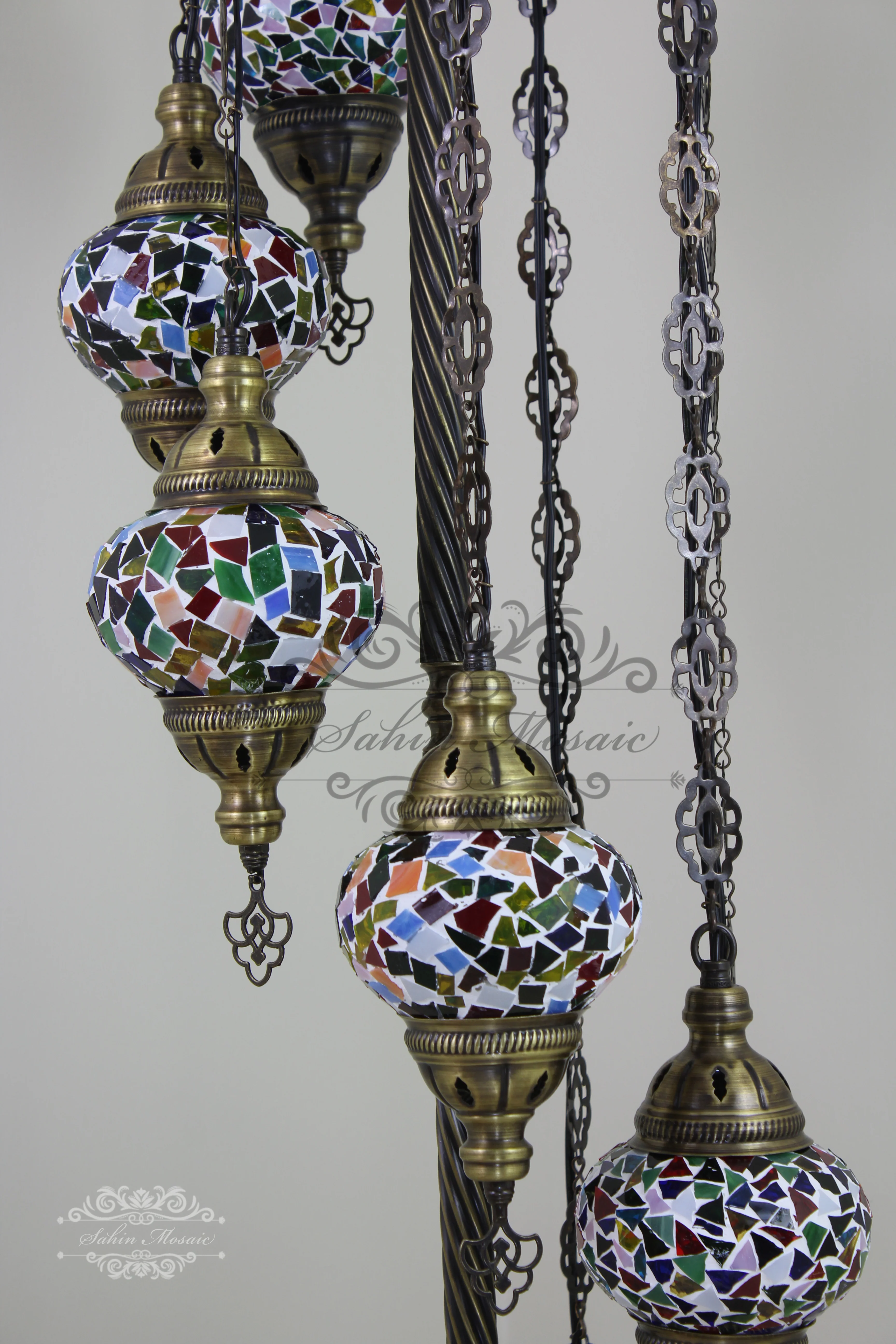 7 Globe Turkish Mosaic Floor Lamp Medium Globes ID: 7FM-8 - Image 6
