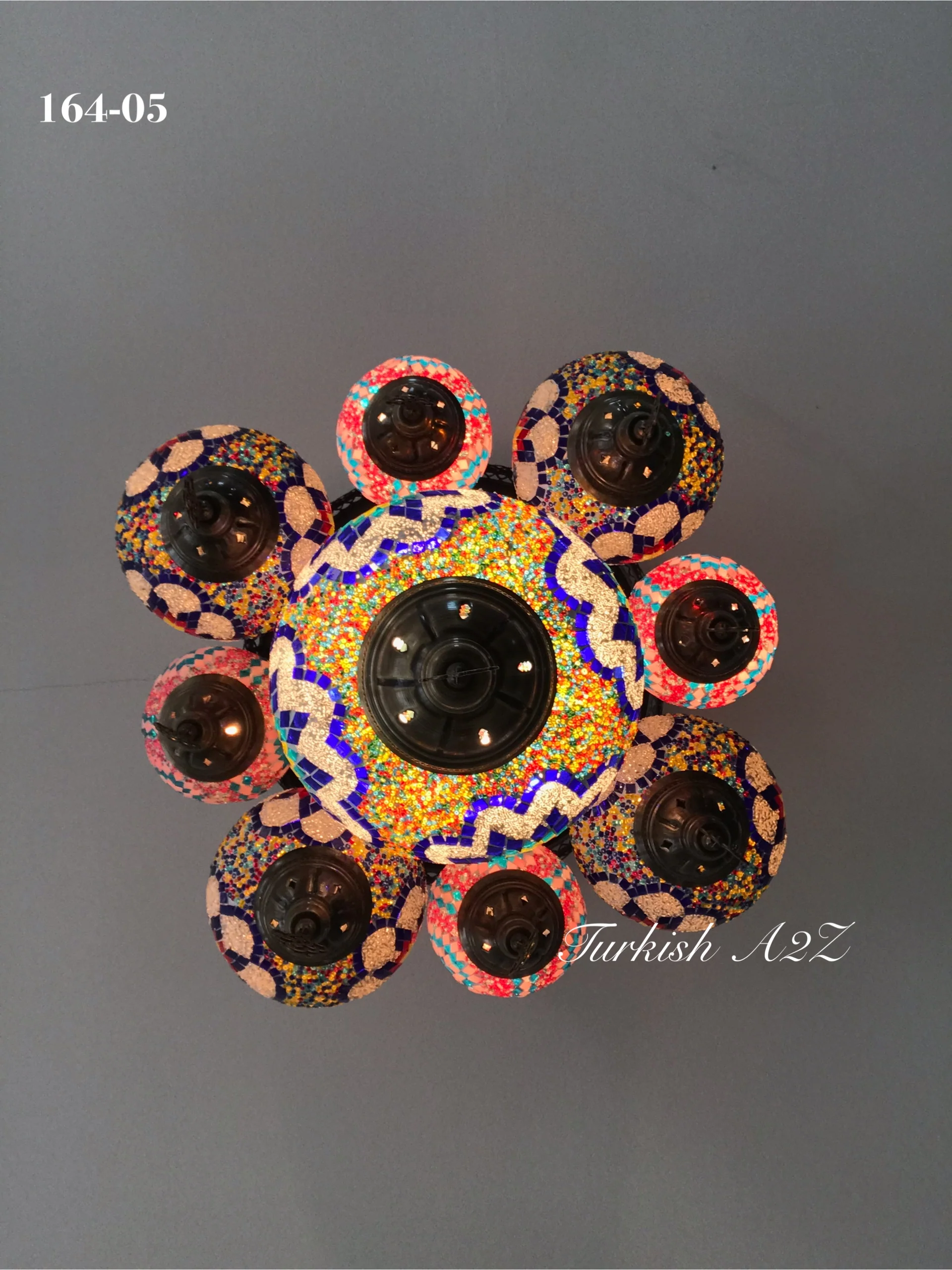 9-Ball Turkish Sultan Flush Mount Chandelier - Mixed Globes | ID: 9FML-A - Image 4