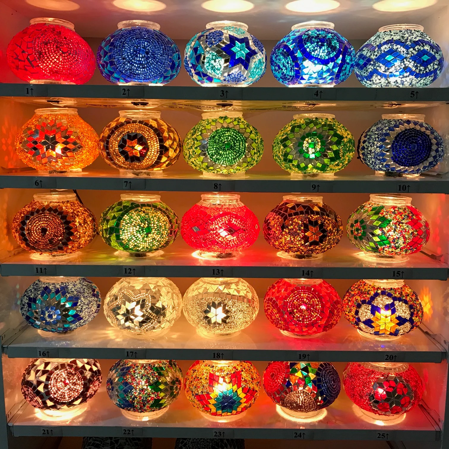 9 Ball Turkish Mosaic Chandelier - Water Drop Design with Medium Globes, ID: 9WM-FIRE - Image 12