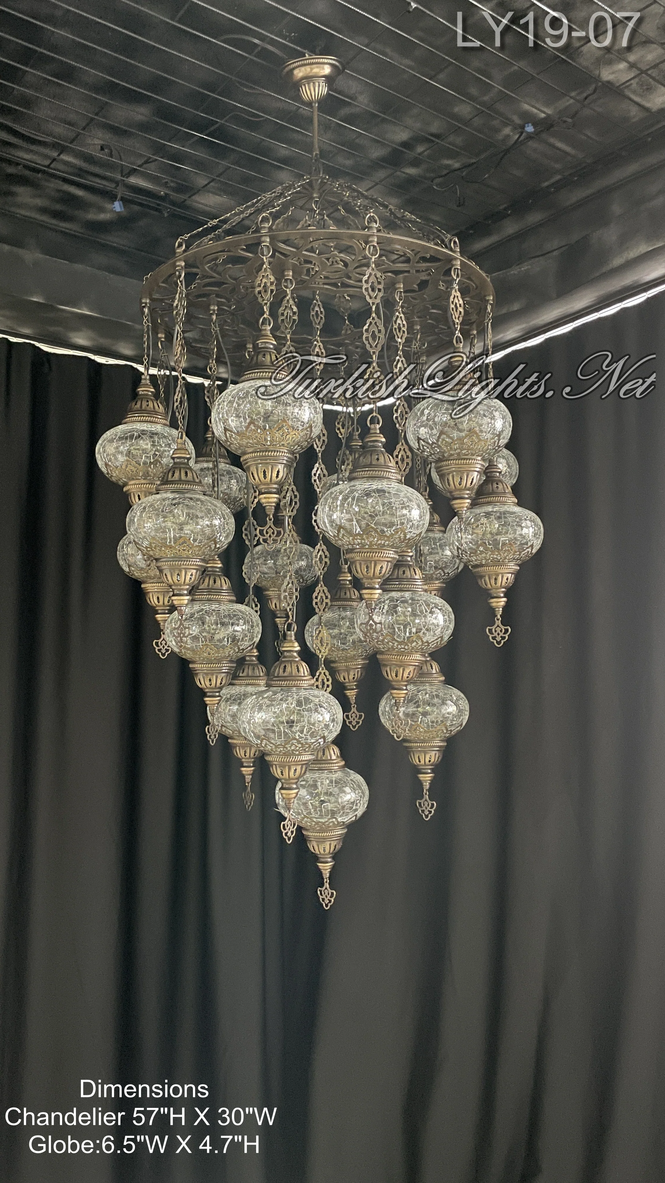 19-BALL TURKISH SULTAN MOSAIC CHANDELIER, LARGE GLOBES ID: LZ19C - Image 6