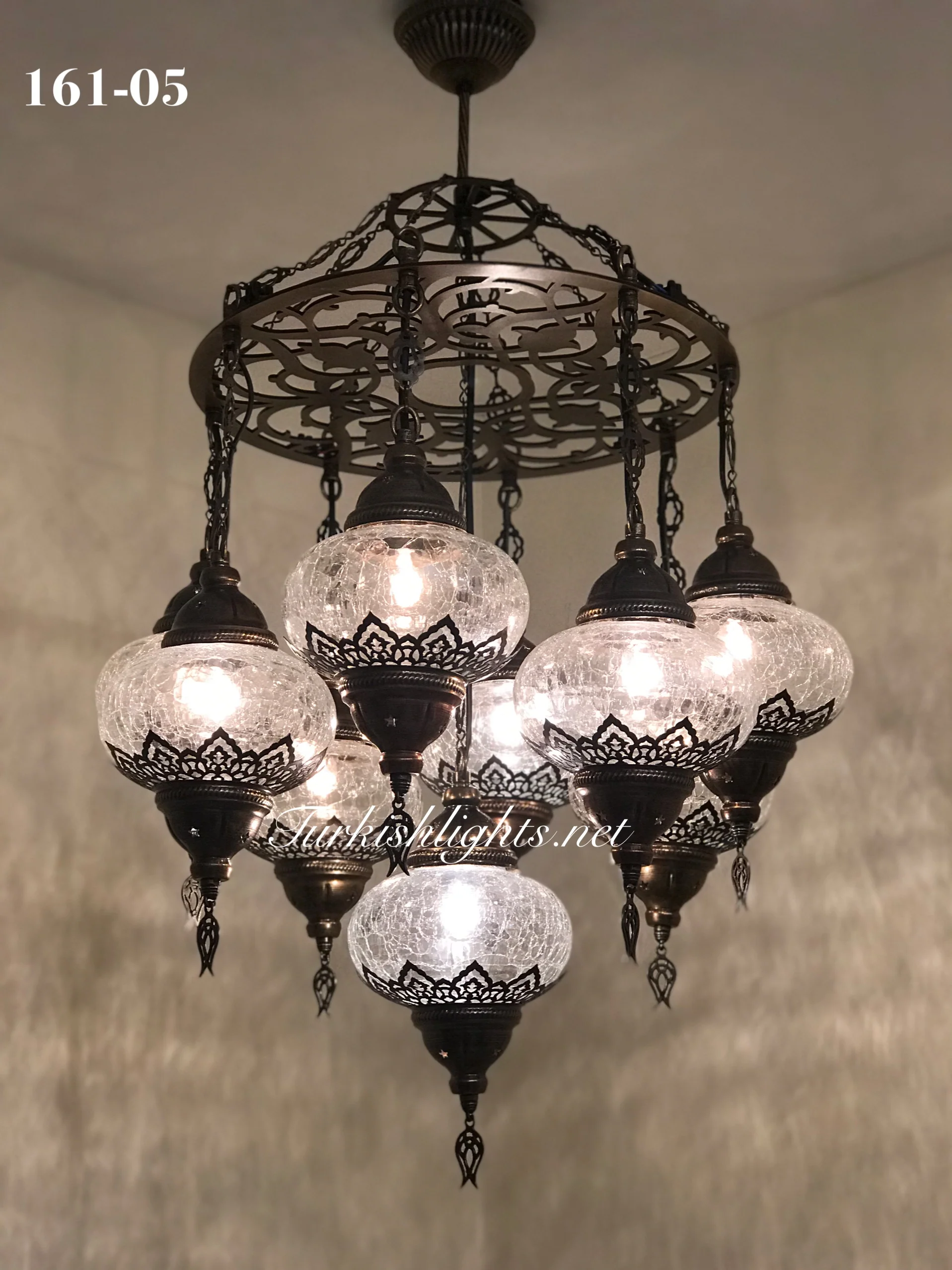 9-BALL Turkish Sultan Mosaic Chandelier With (LARGE) GLOBES , id: LZ9C - Image 3
